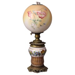 Antique Electrified Enameled Porcelain Gone with the Wind Table Lamp C1890