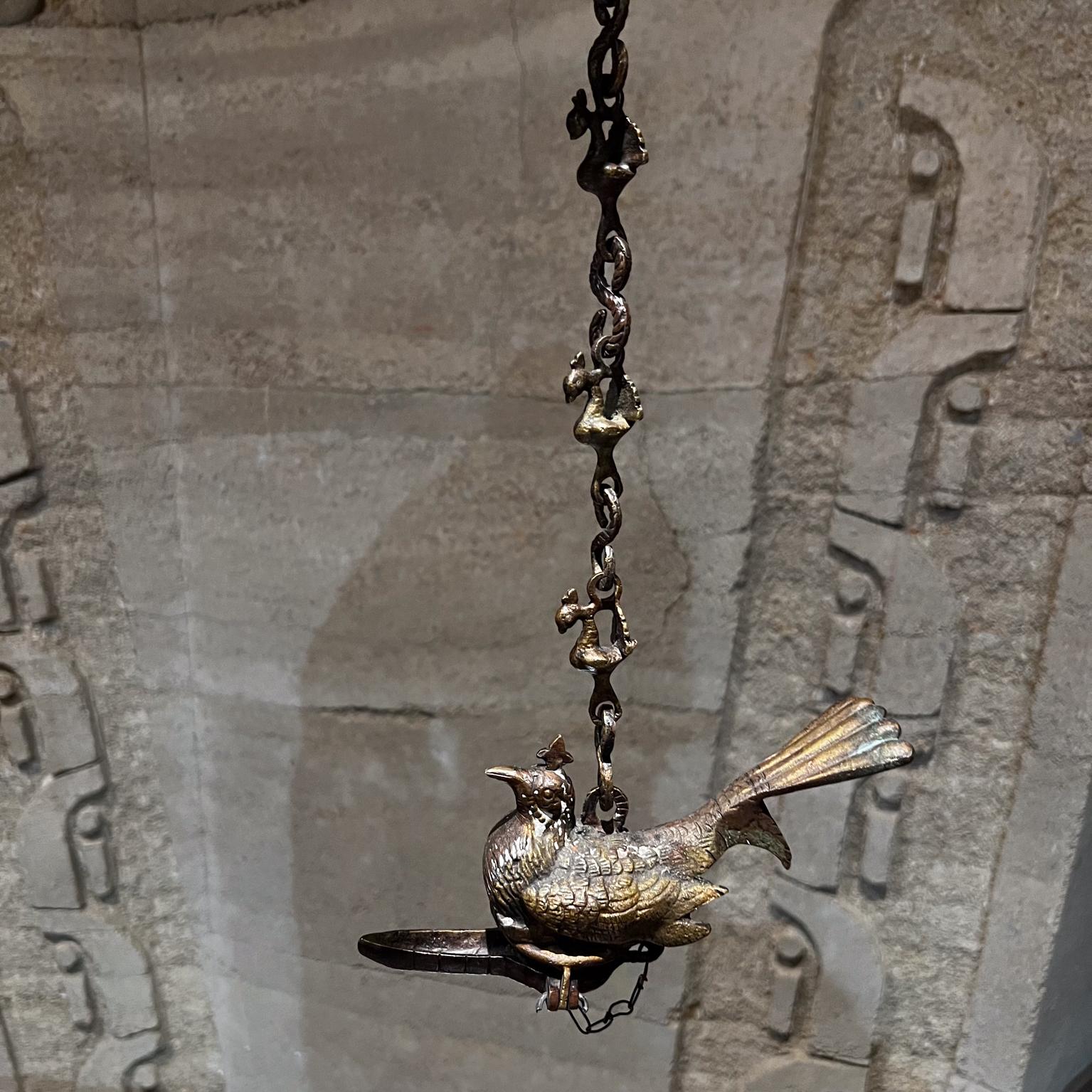 Antique Elegance Hanging Bird Feeder Oil Lamp in Bronze For Sale 6