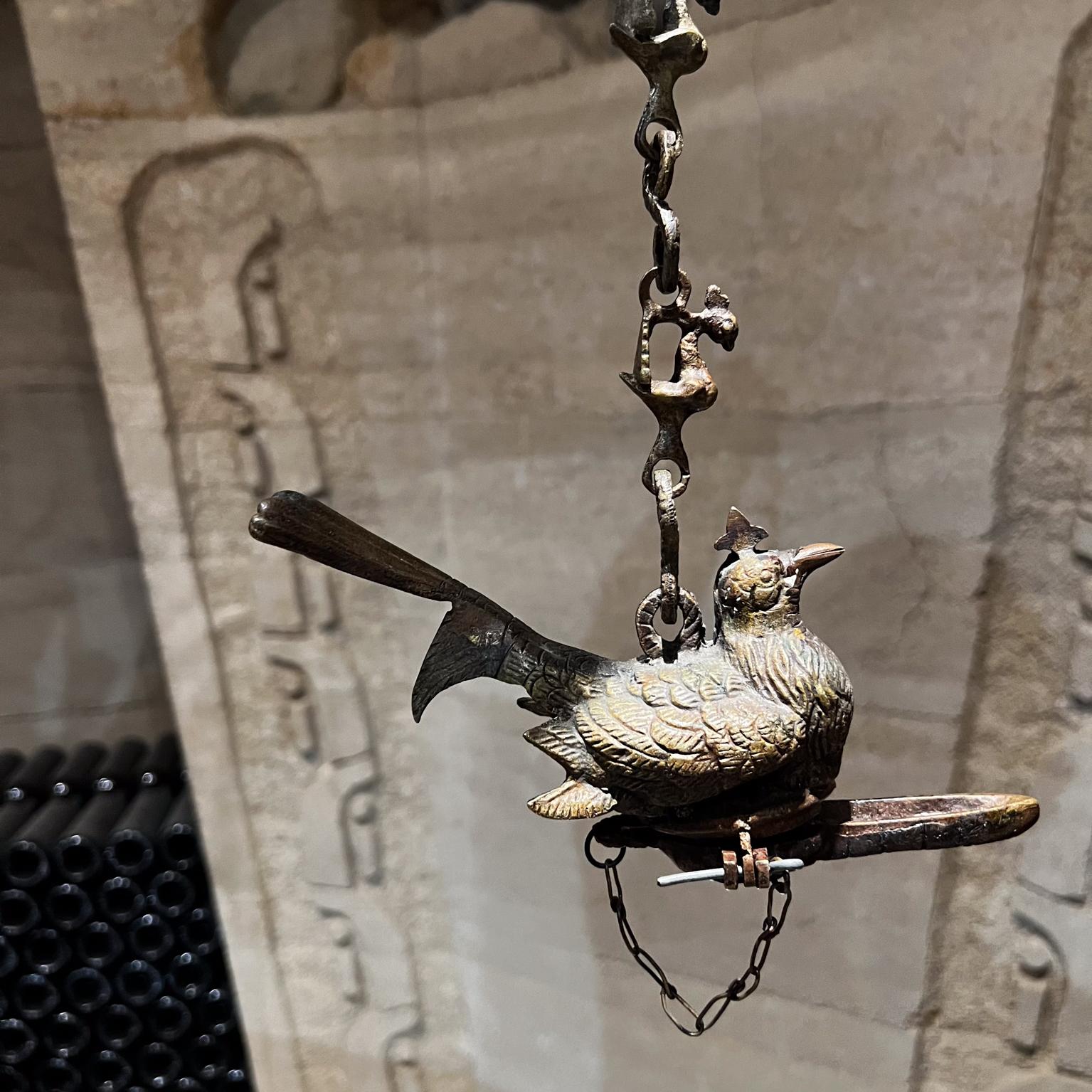 20th Century Antique Elegance Hanging Bird Feeder Oil Lamp in Bronze For Sale