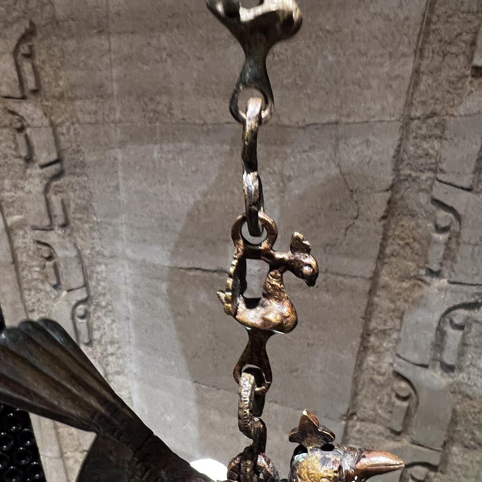 Antique Elegance Hanging Bird Feeder Oil Lamp in Bronze For Sale 2