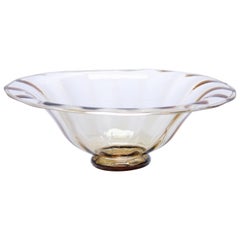 Antique Elegant Amber Glass Flared Center Bowl, circa 1920