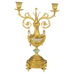Antiker eleganter Kandelaber aus vergoldeter Bronze und Goldbronze