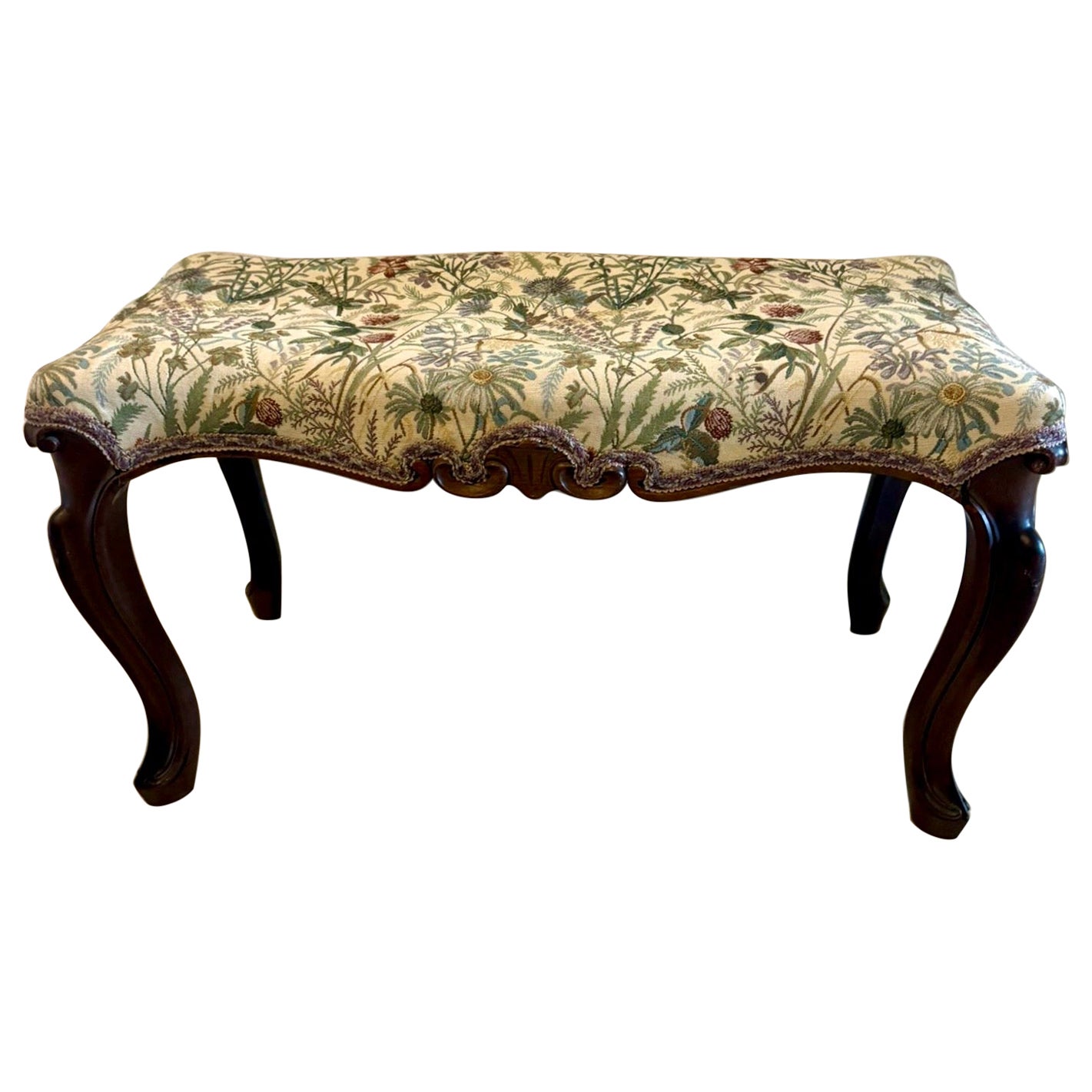 Antike elegante viktorianische geschnitzt Nussbaum Fenster Sitz Hocker im Angebot