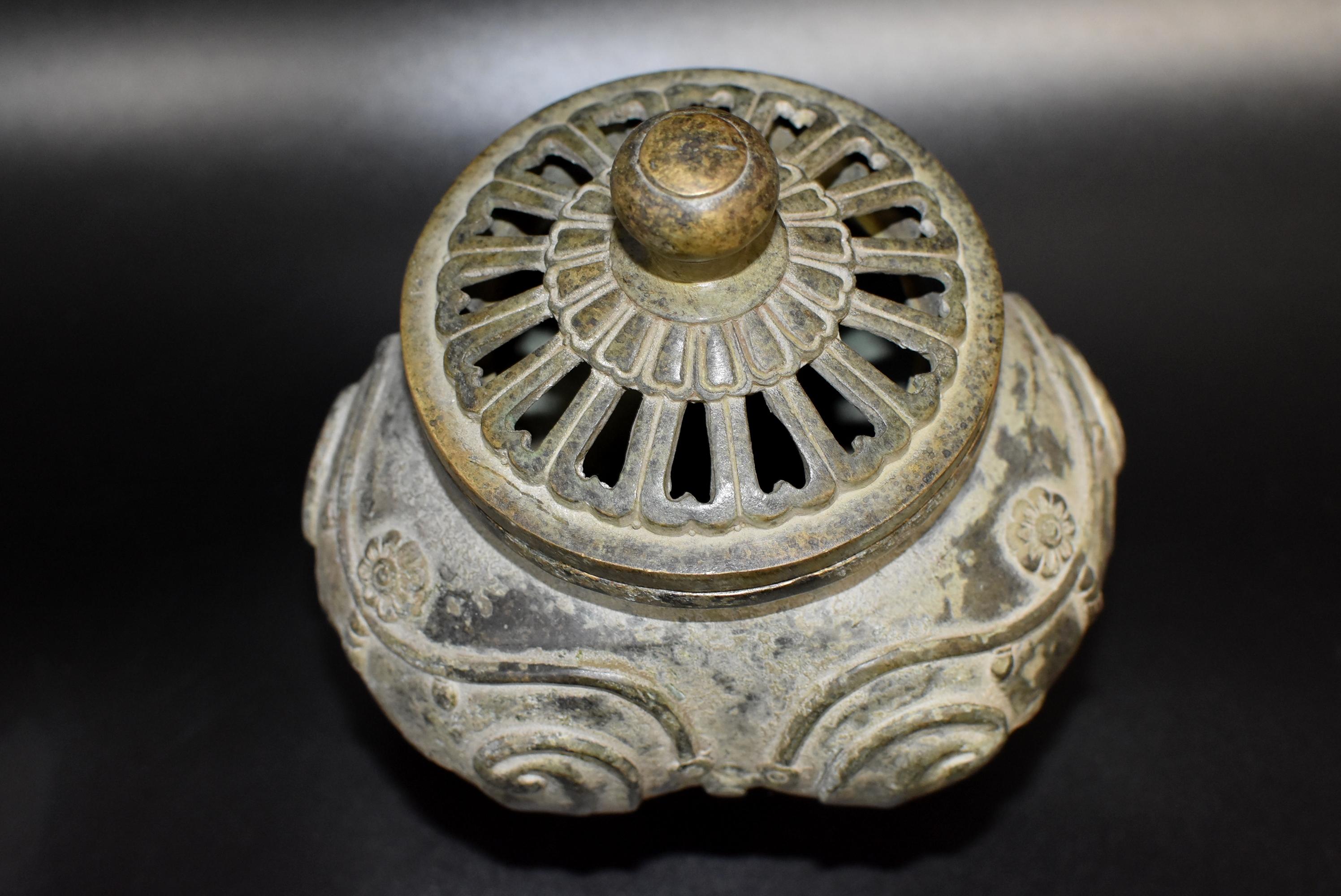 antique chinese brass incense burner