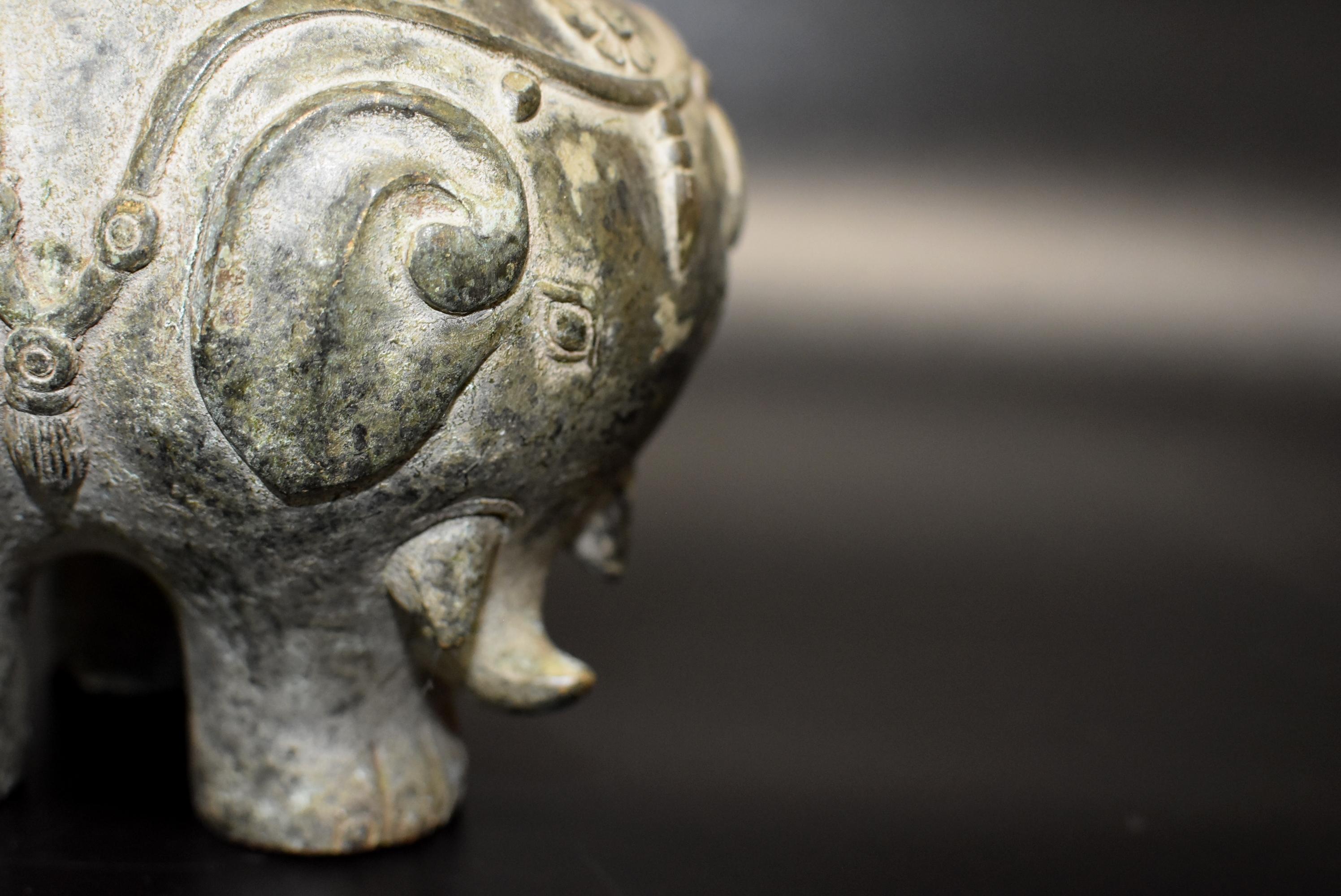 20th Century Elephant Bronze Incense Burner
