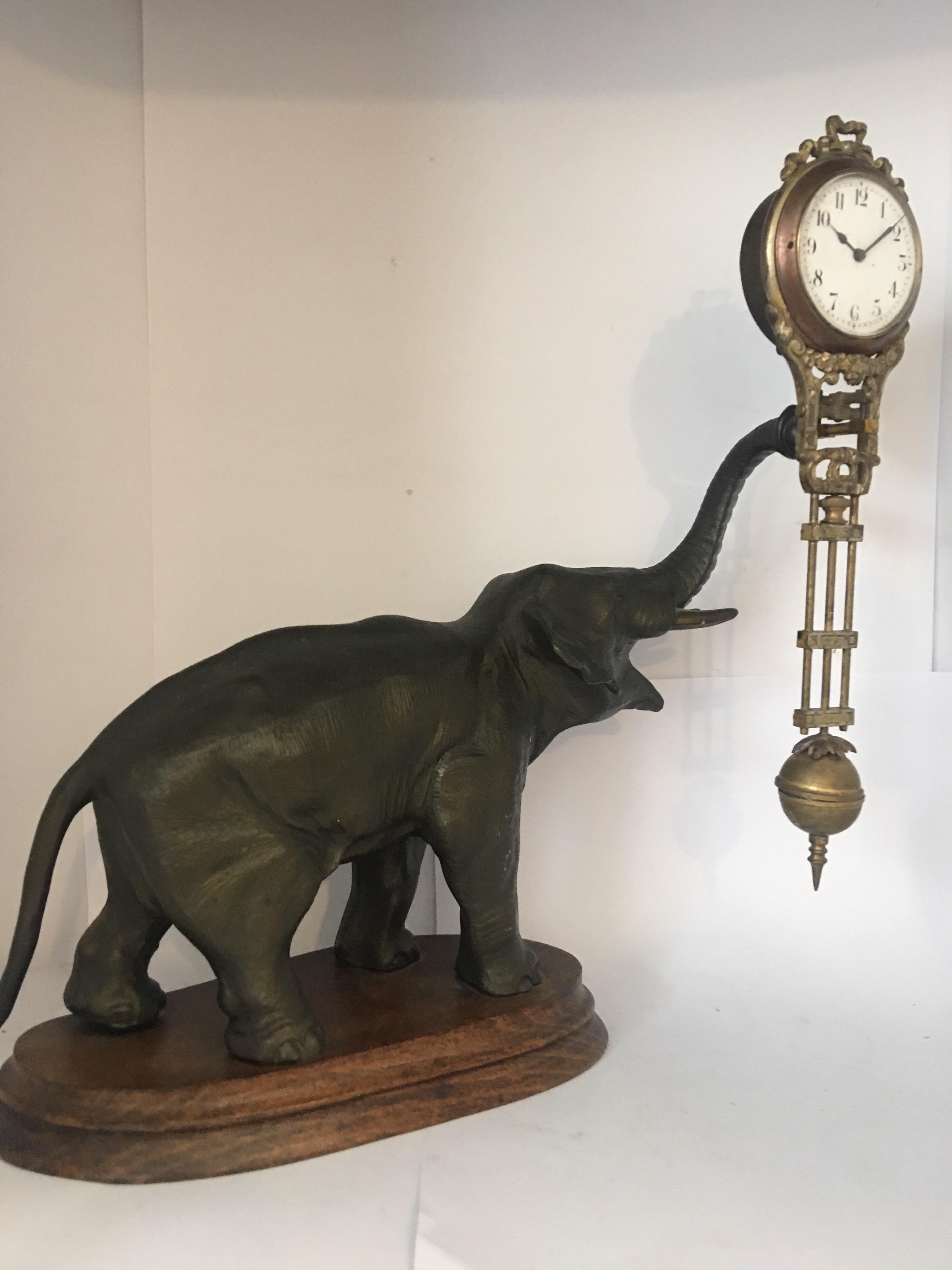 Antique Elephant Novelty Swinging Clock by Junghans For Sale 8