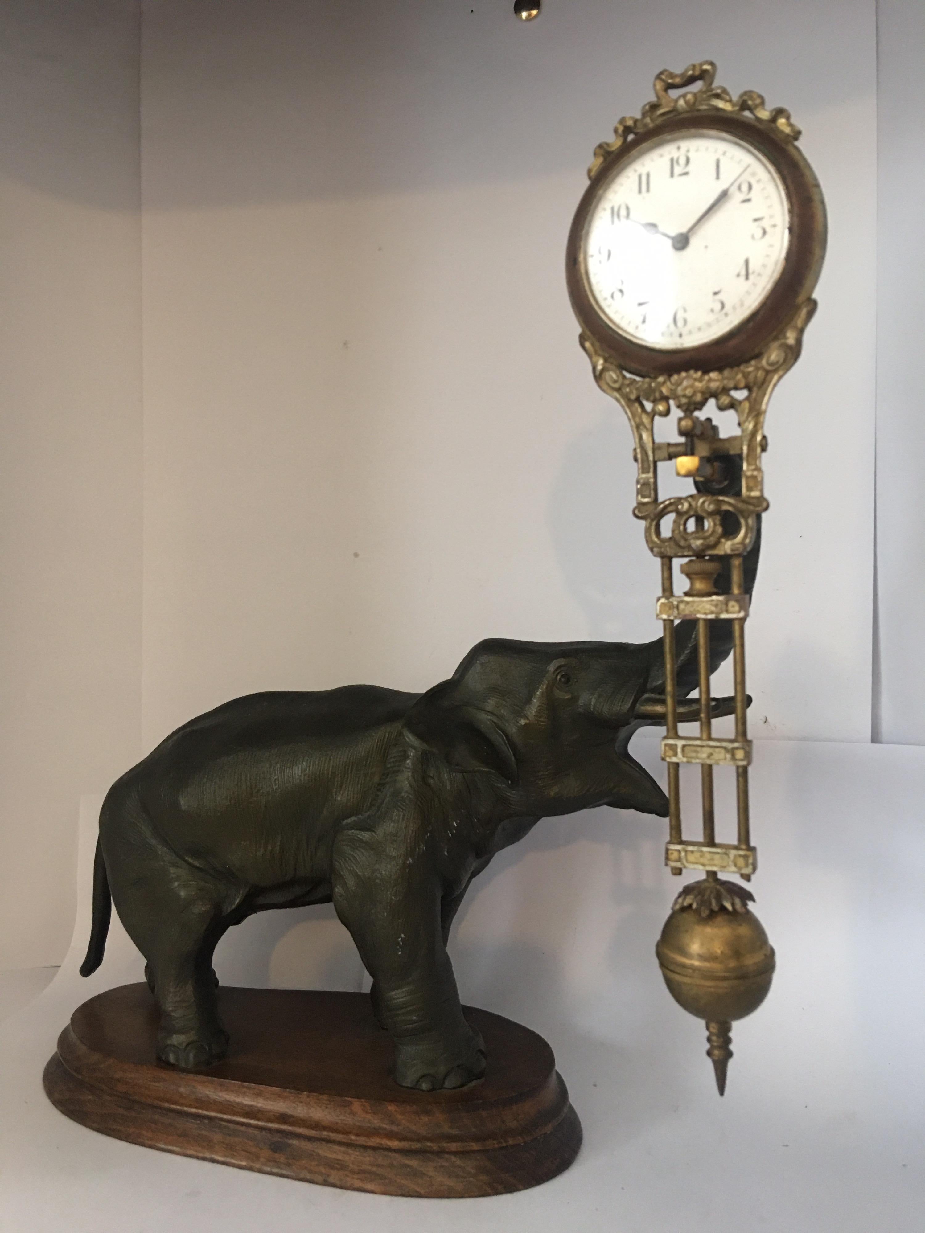 Antique Elephant Novelty Swinging Clock by Junghans For Sale 9