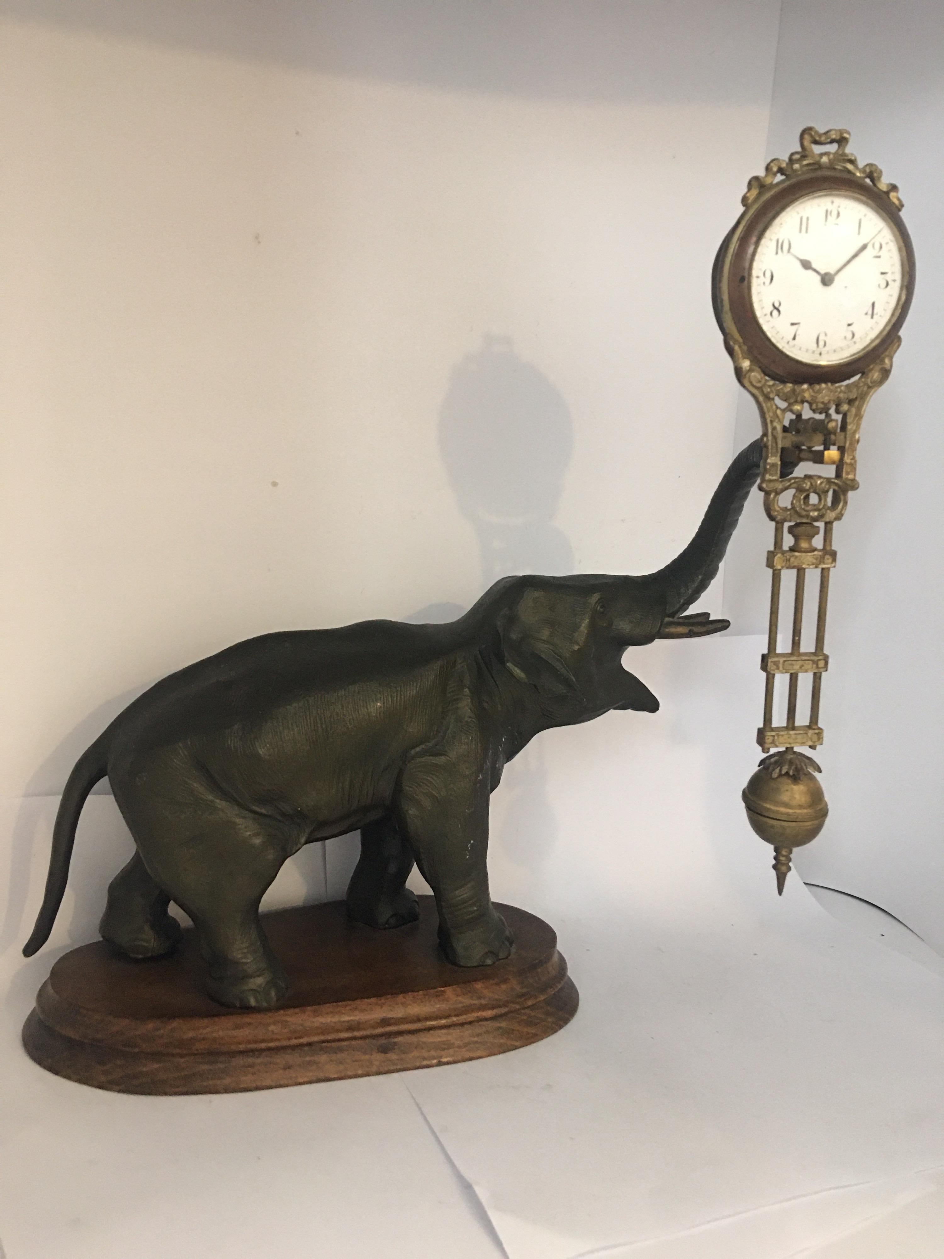 Antique Elephant Novelty Swinging Clock by Junghans For Sale 11