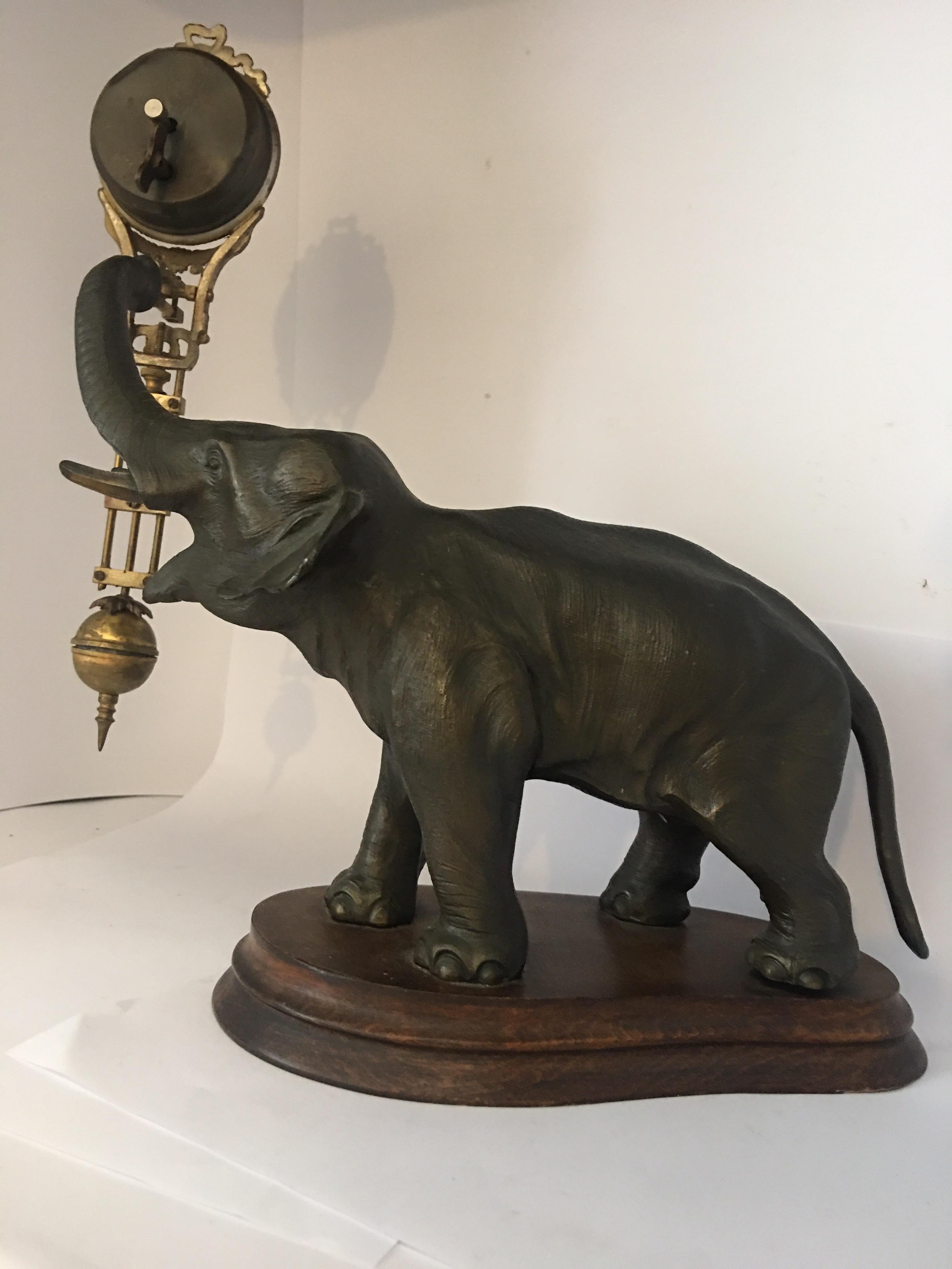 Edwardian Antique Elephant Novelty Swinging Clock by Junghans For Sale