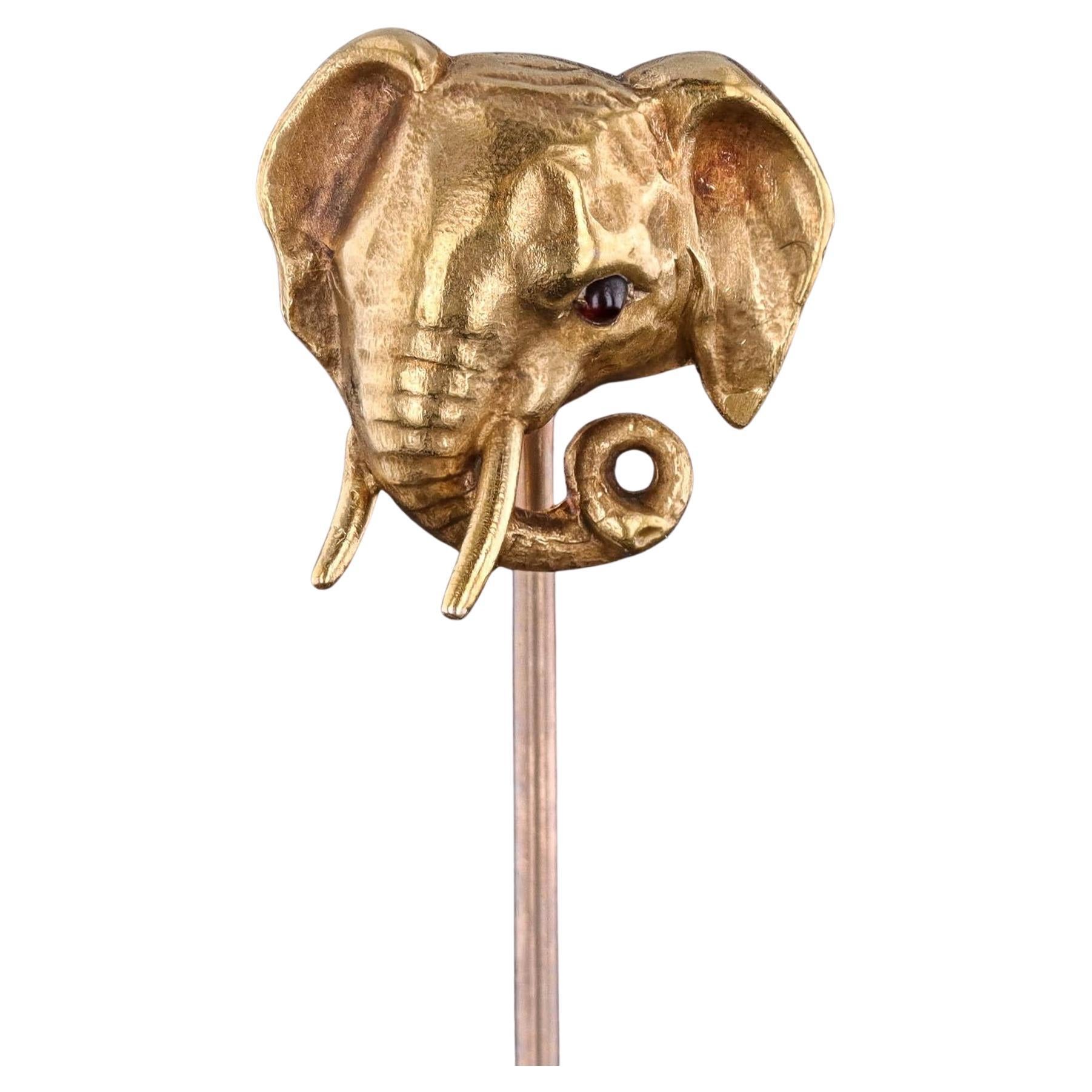 Antique Elephant Stickpin of 10k Gold