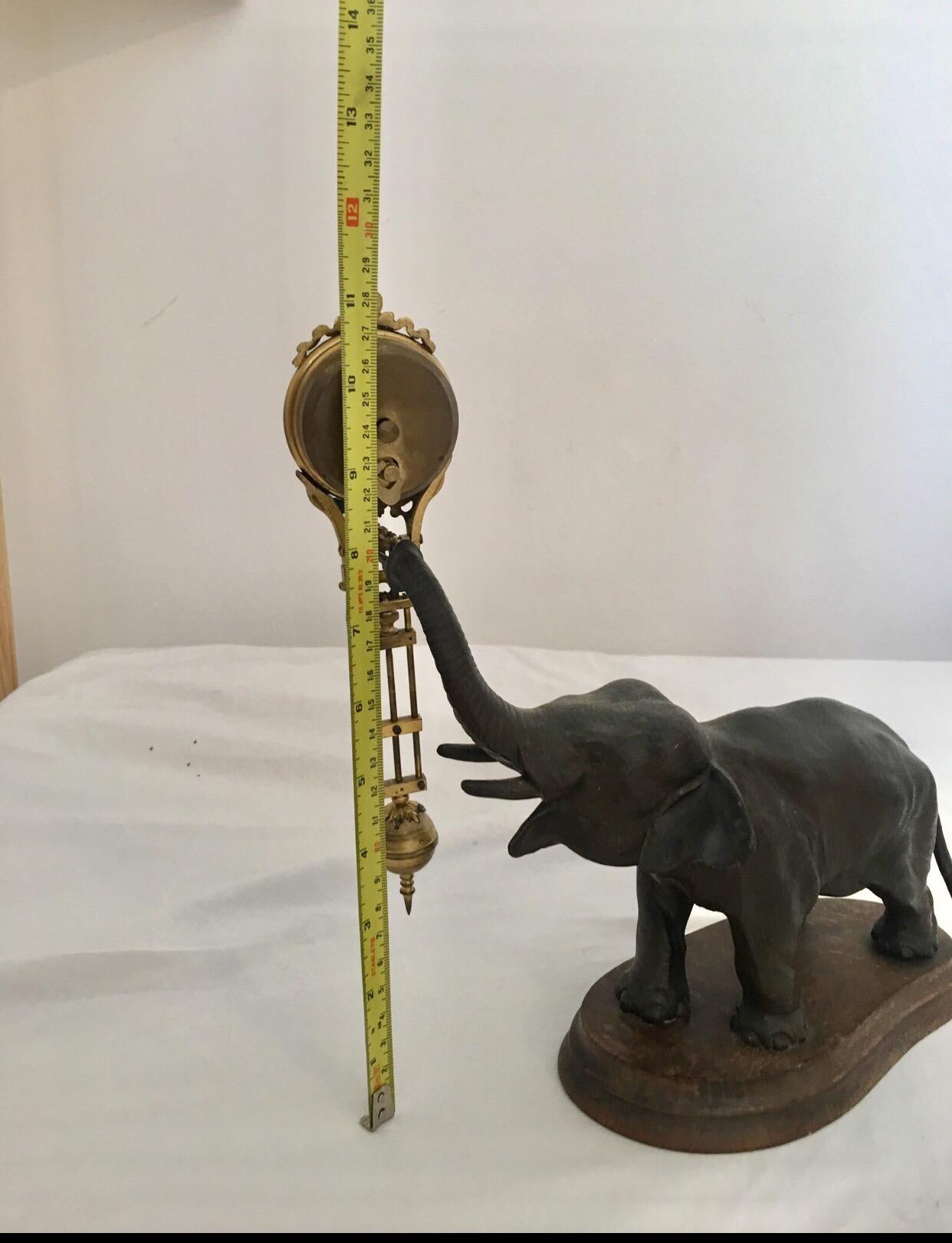 Spelter Antique Elephant Swinging Clock by Junghans For Sale