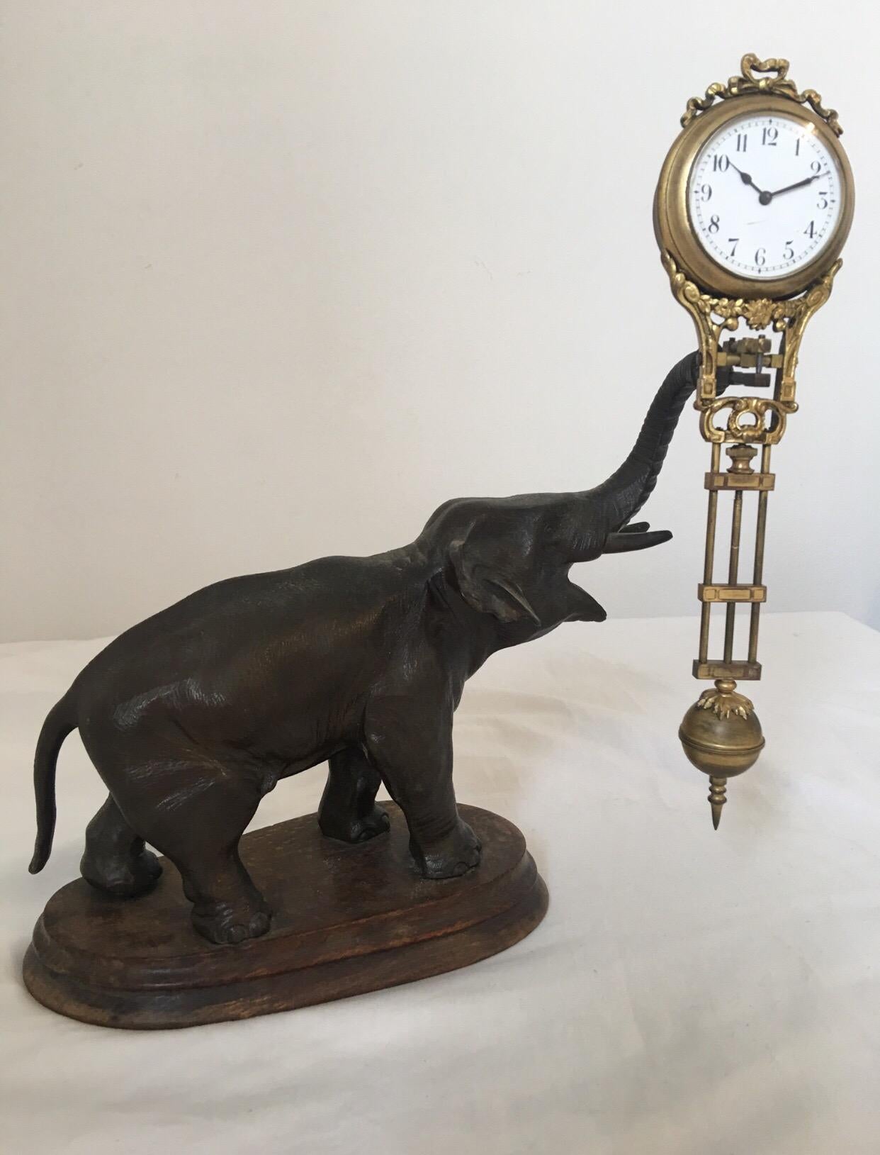 Antique Elephant Swinging Clock by Junghans For Sale 3