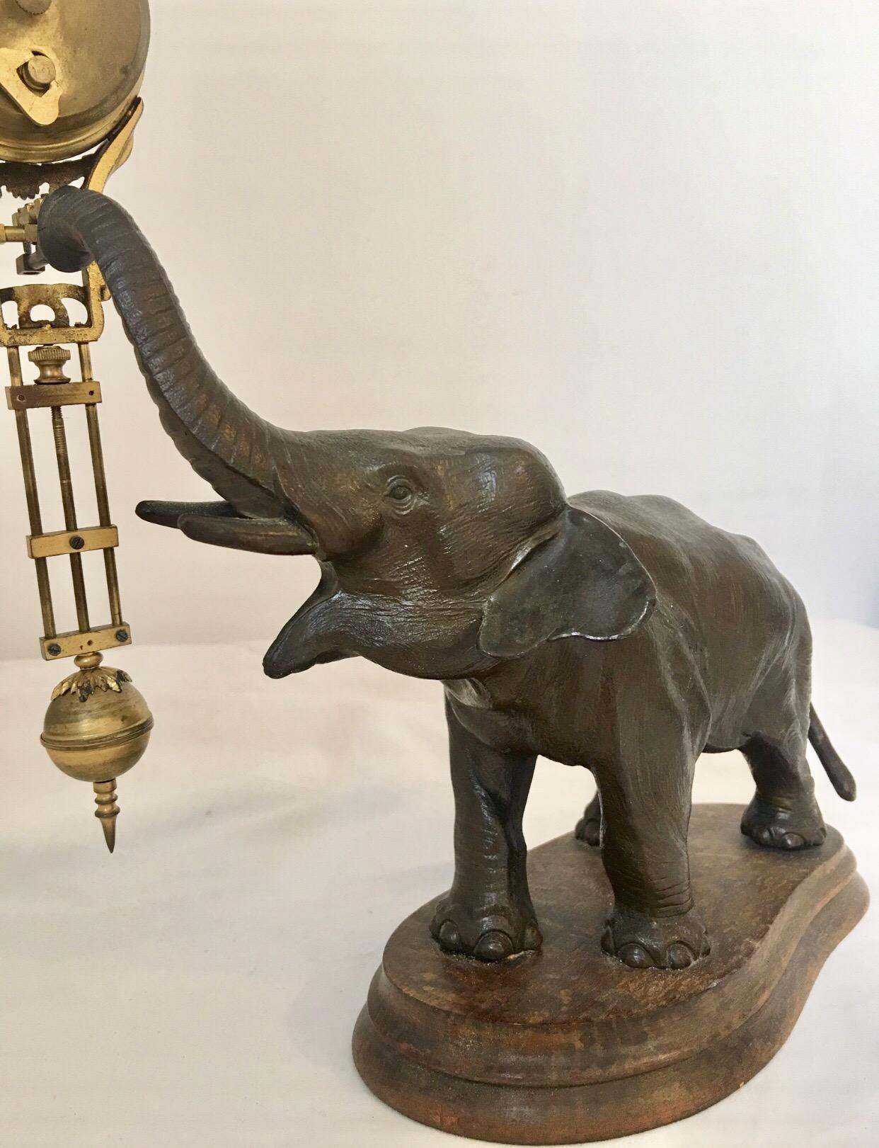 German Antique Elephant Swinging Clock by Junghans For Sale