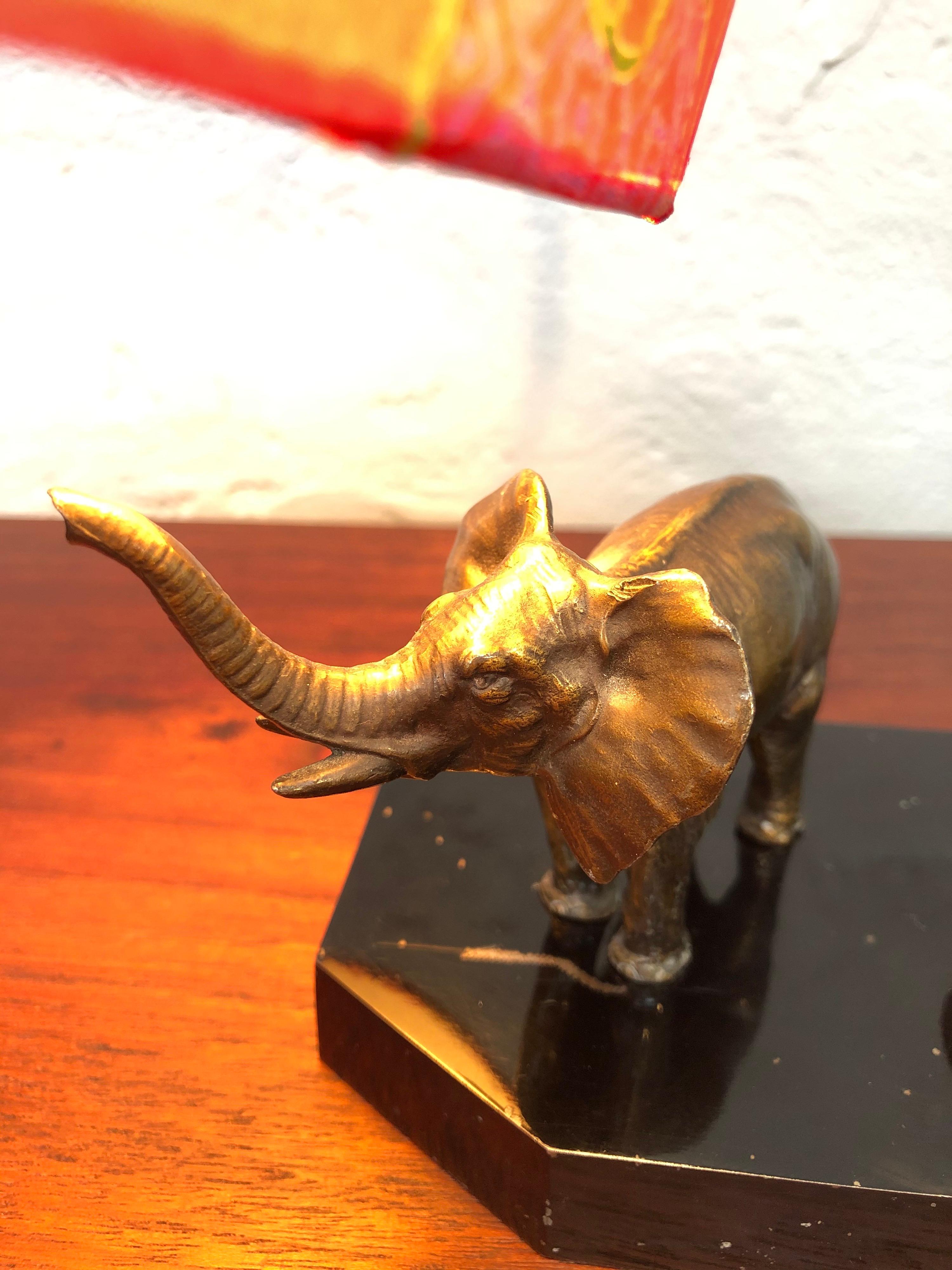 Antique Elephant Table Piano Lamp in Brass In Good Condition In Søborg, DK