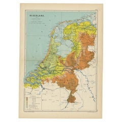 Vintage Elevation Map of the Netherlands by Beekman & Schuiling, 1927