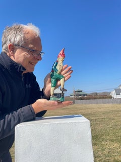 Antique Gnome Sculpture "Digging For Gold" Original Paint