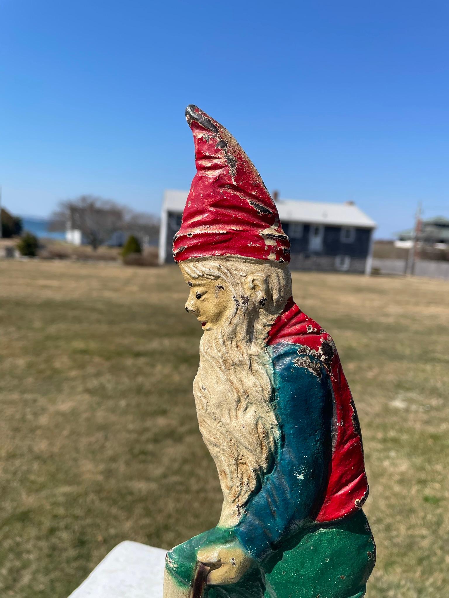 Cast Antique Gnome Sculpture 