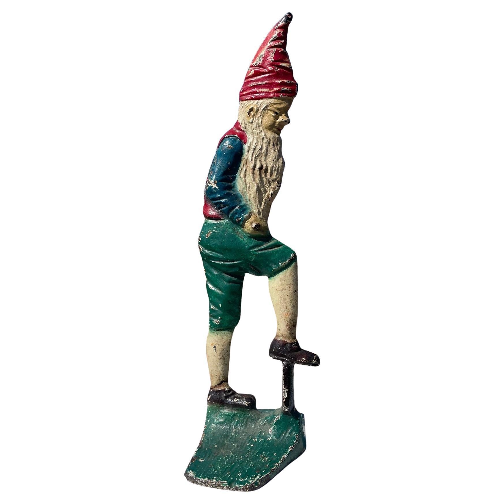 Antique Gnome Sculpture "Digging For Gold" Original Paint For Sale