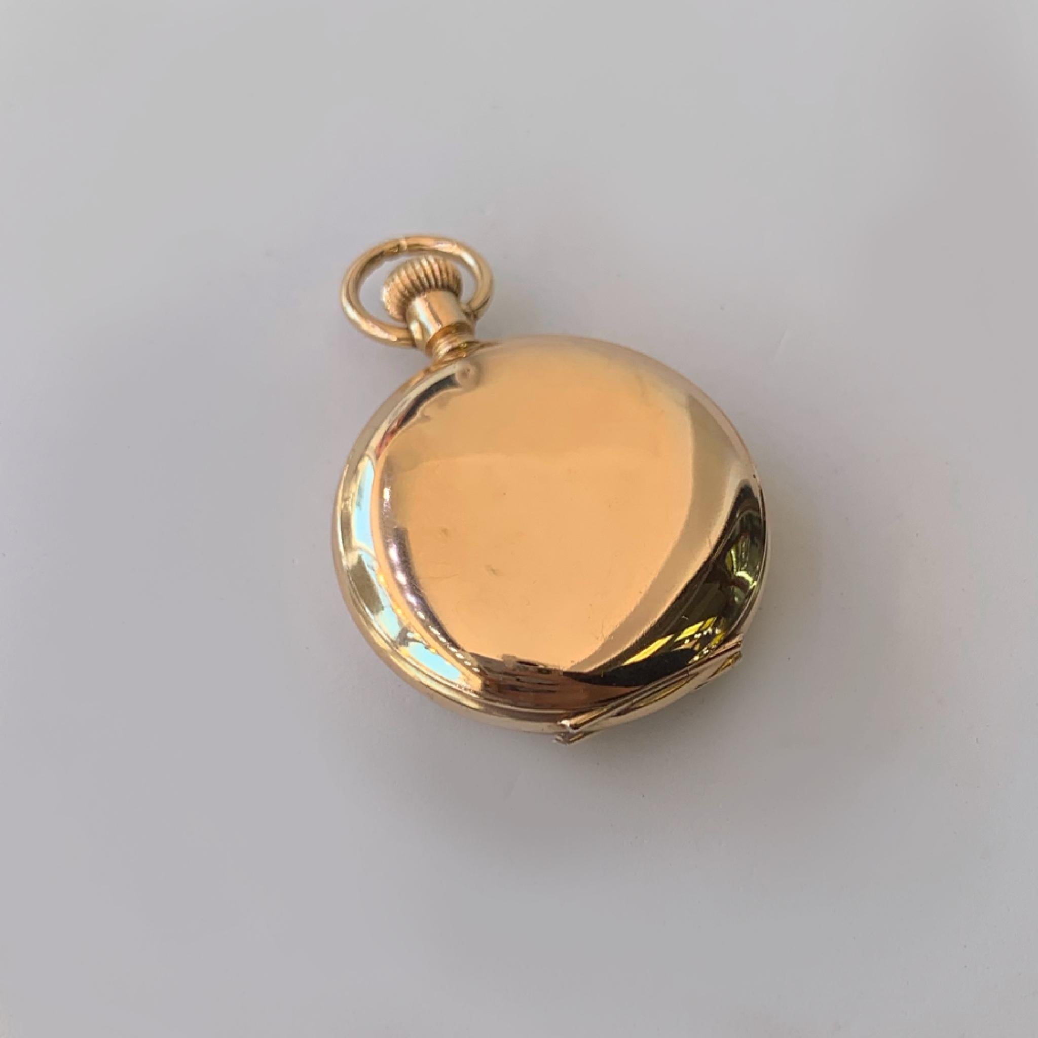 Antique Elgin 14 Karat Gold and Diamond Pocket Watch In Good Condition For Sale In Los Angeles, CA