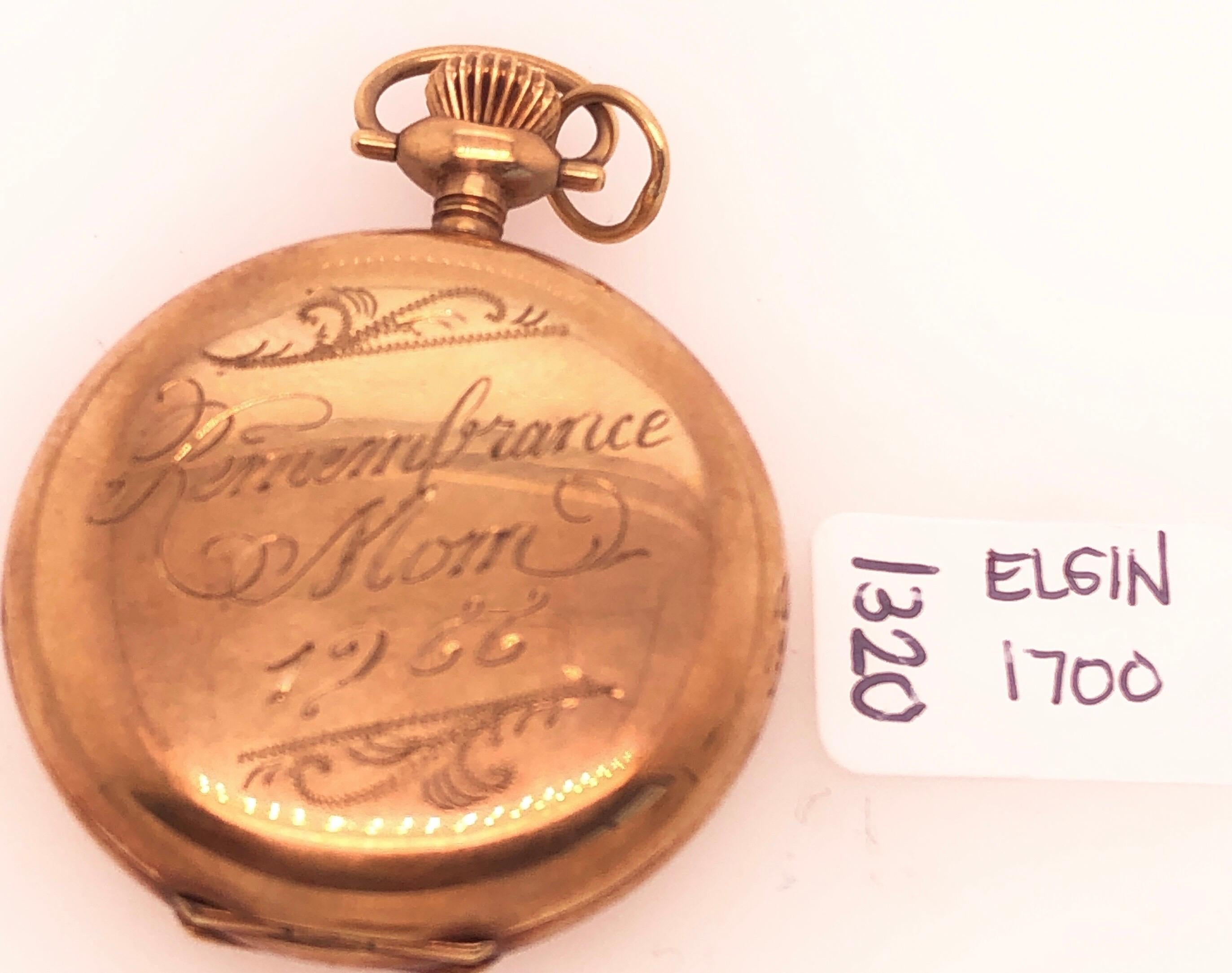 Women's or Men's Antique Elgin 14 Karat Yellow Gold Pocket Watch