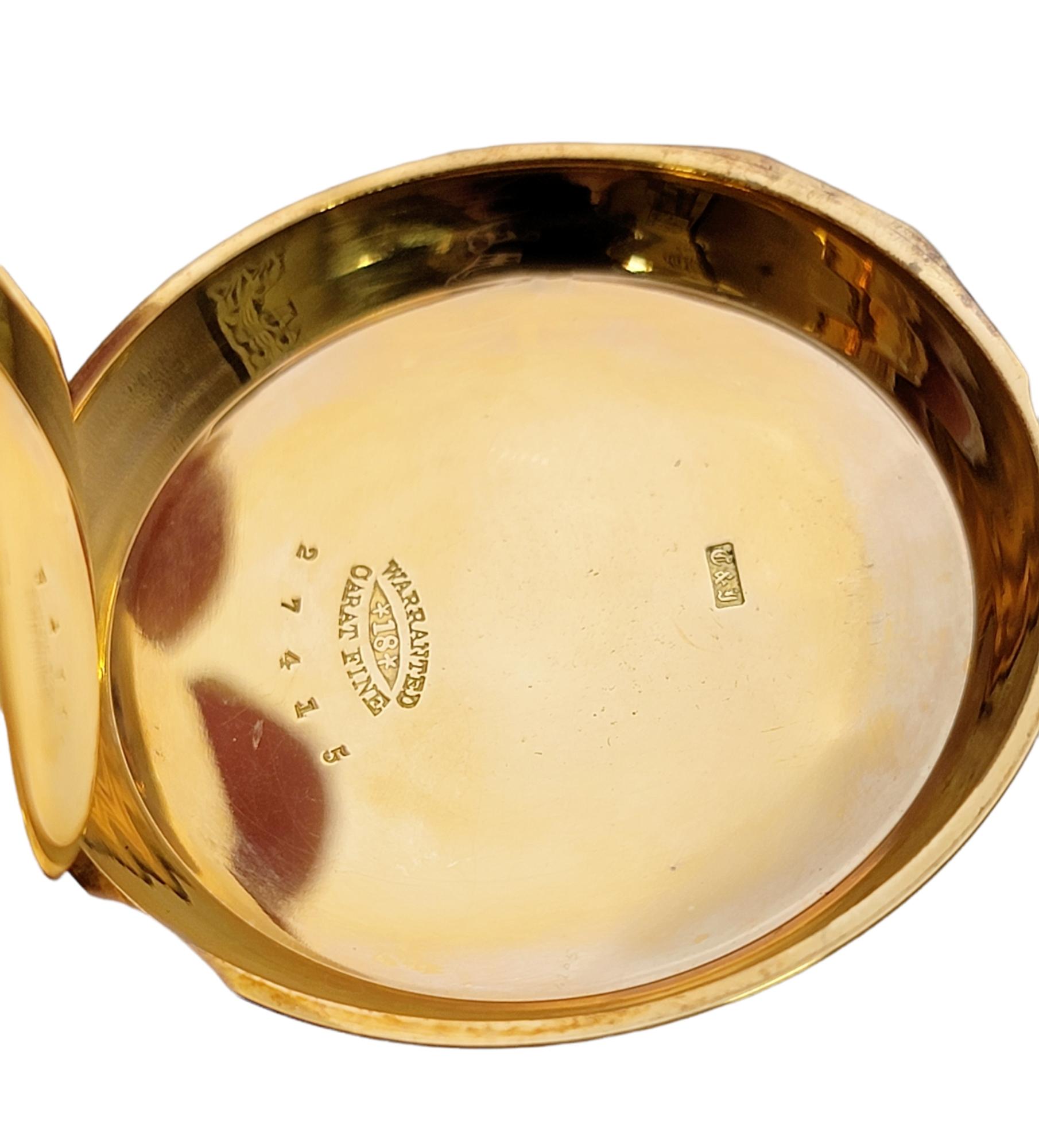 Antique Elgin 18 Karat Yellow Gold Pocket Watch with Hunter Case Circa 1881 3