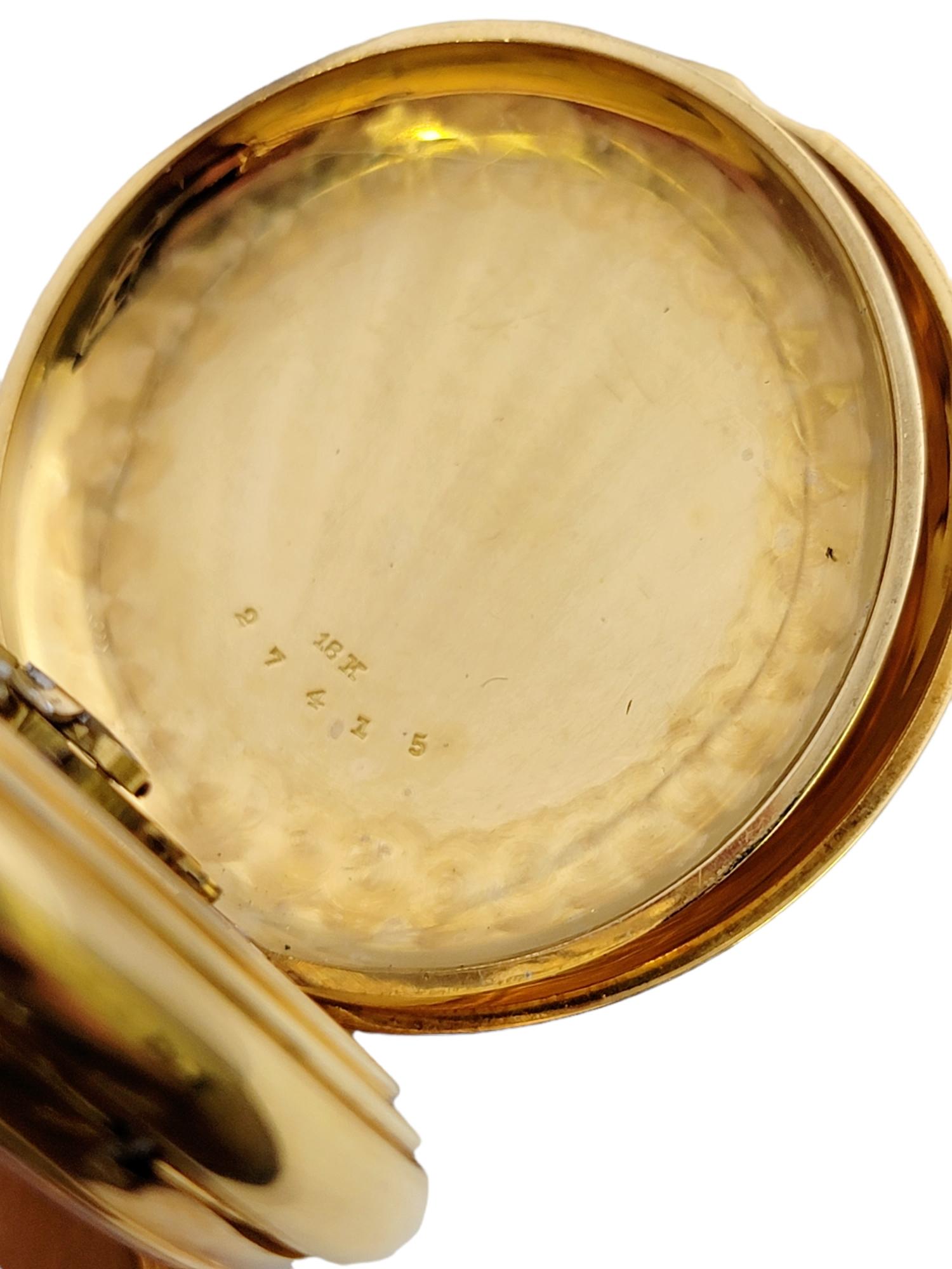 Antique Elgin 18 Karat Yellow Gold Pocket Watch with Hunter Case Circa 1881 4