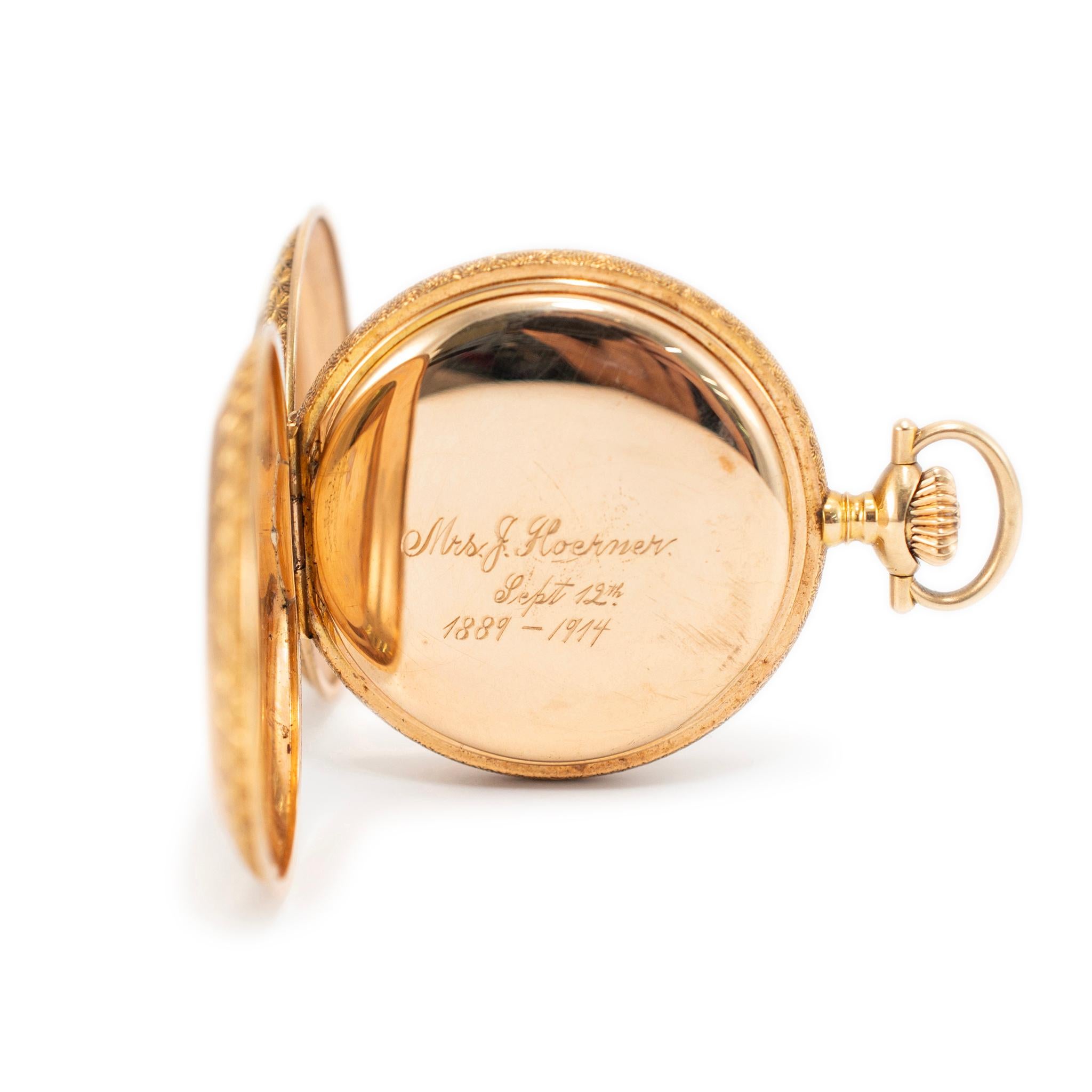 Antike Elgin 35MM 14K Gelbgold Jagdgehäuse-Taschenuhr für Damen oder Herren