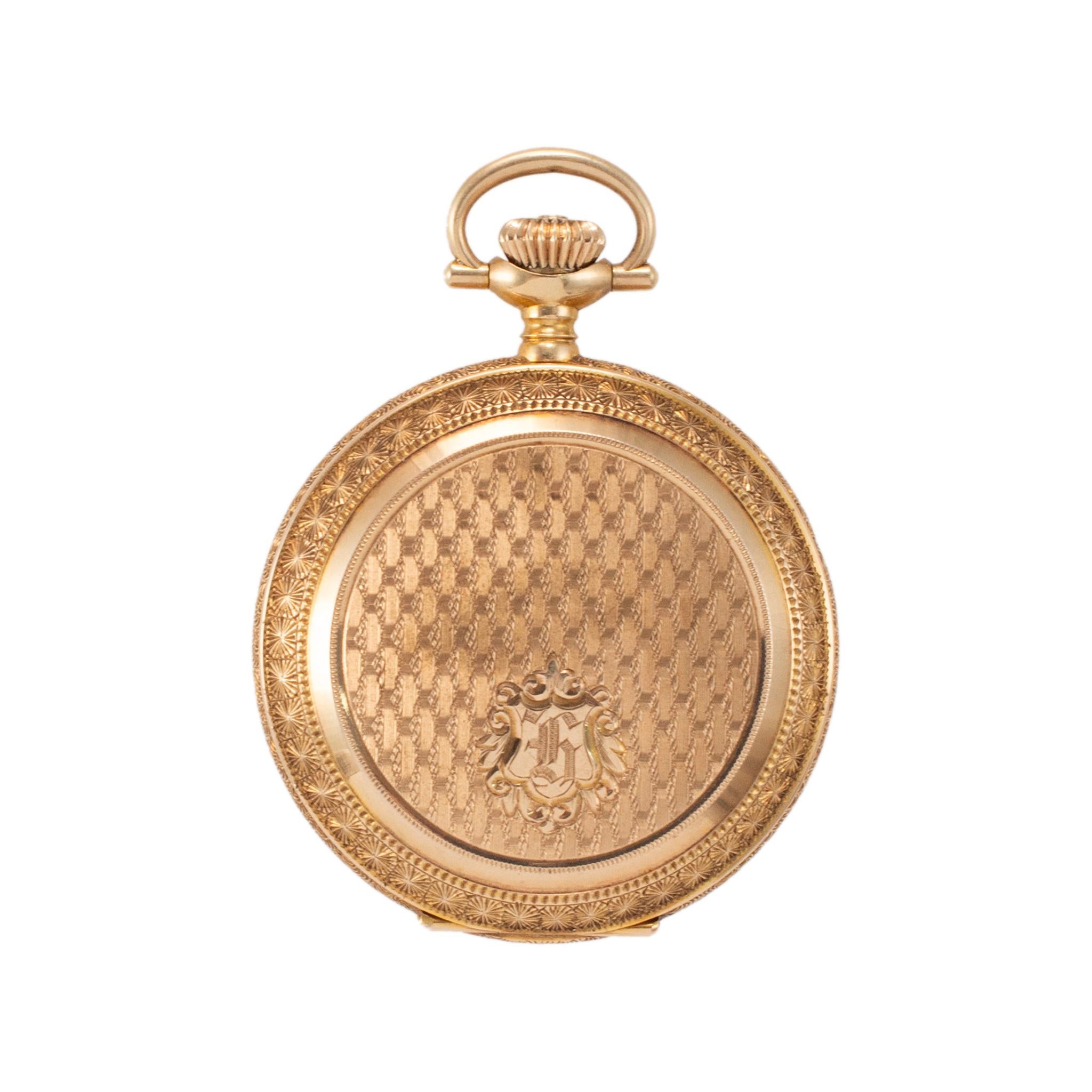 Antike Elgin 35MM 14K Gelbgold Jagdgehäuse-Taschenuhr 1