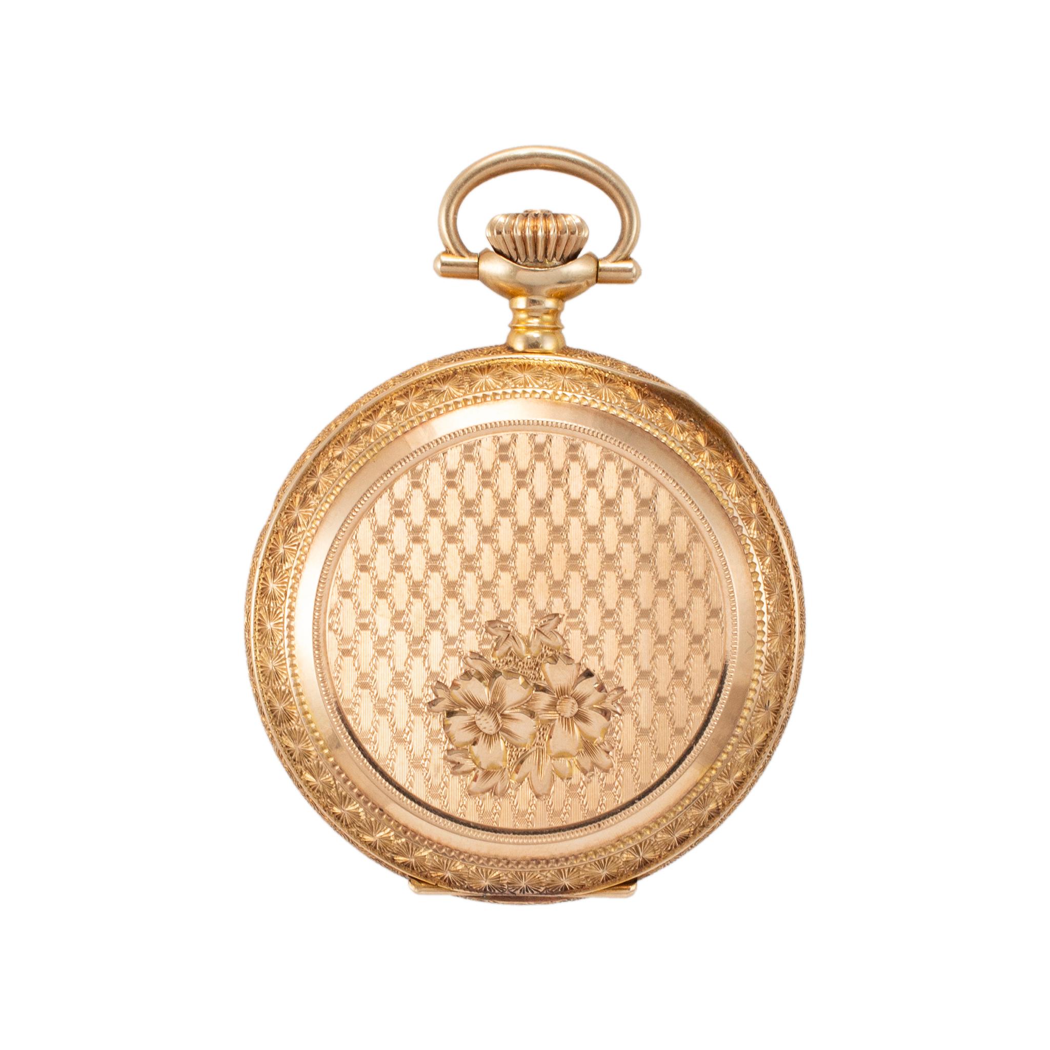 Antike Elgin 35MM 14K Gelbgold Jagdgehäuse-Taschenuhr 2