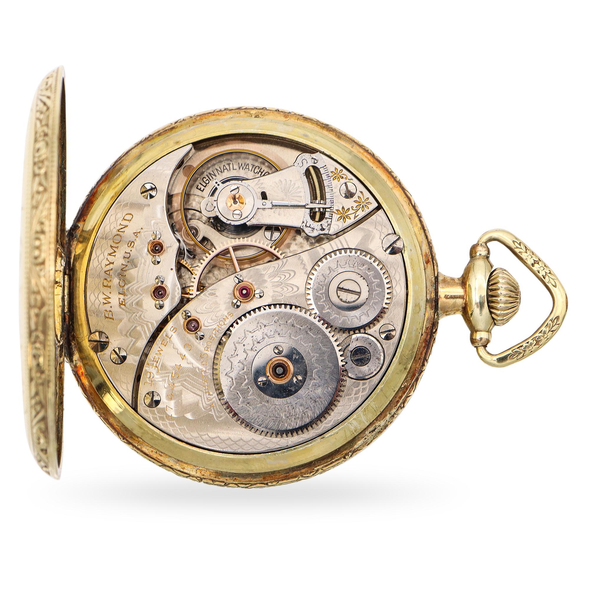 Antike Elgin B.W. Raymond 14k Gold gefüllte 19 Juwelen-Taschenuhr für Damen oder Herren im Angebot