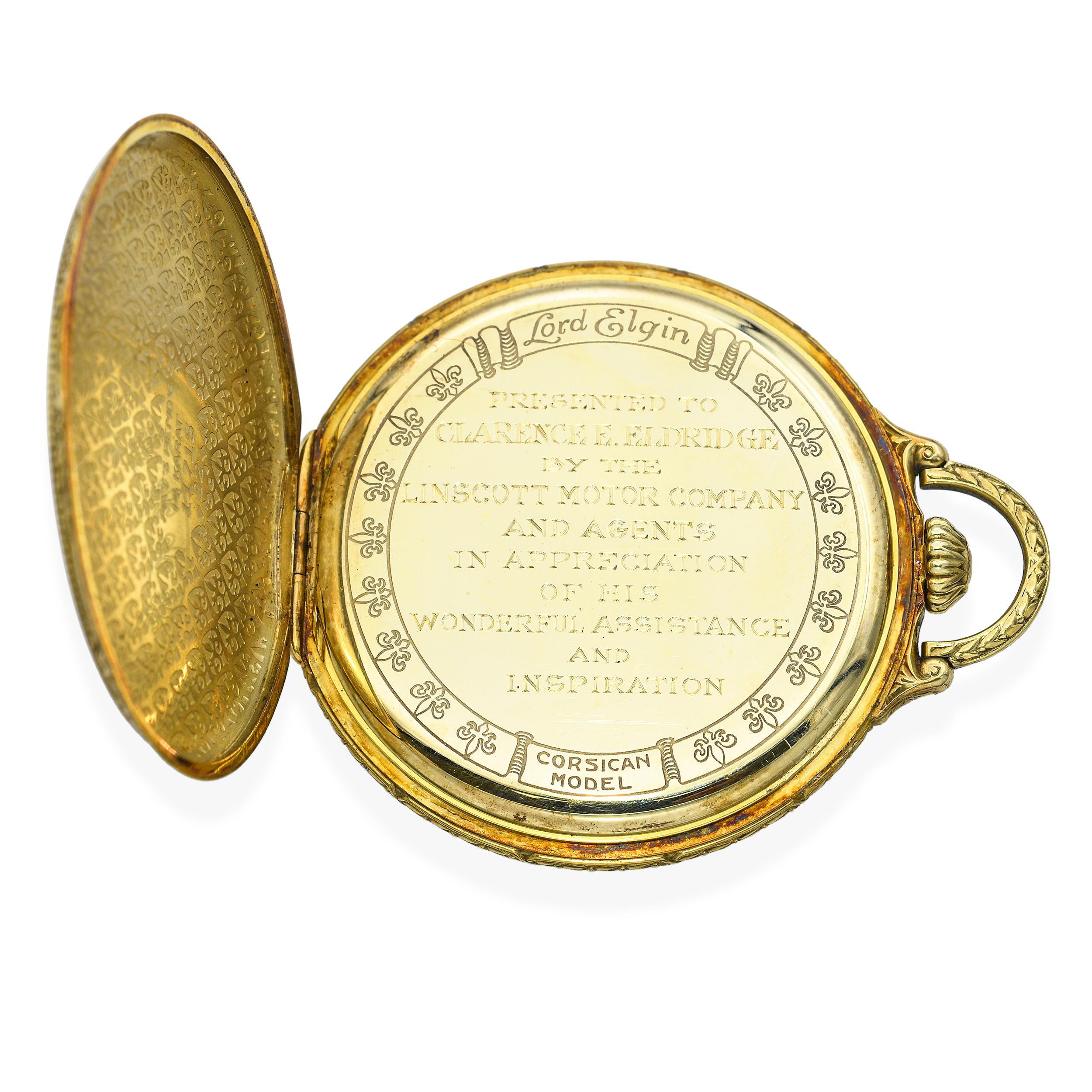 Montre de poche ancienne Lord Elgin Grade 450 Or jaune 14k 21 Jewell Taille 12 Unisexe en vente