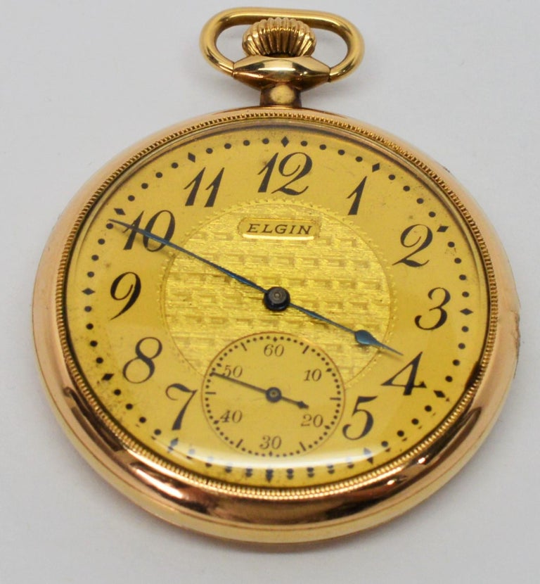 Antique Elgin Men's Pocket Watch with Skeleton Display Back at 1stDibs