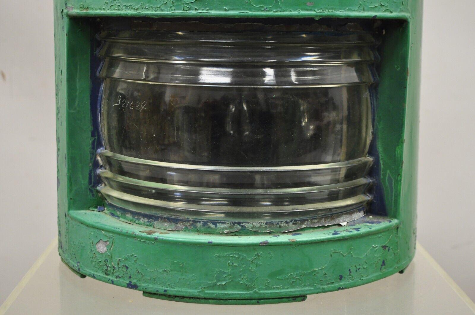 American Classical Antique Eli Griffith & Sons Green Marine Masthead Ship Lantern Fixture For Sale