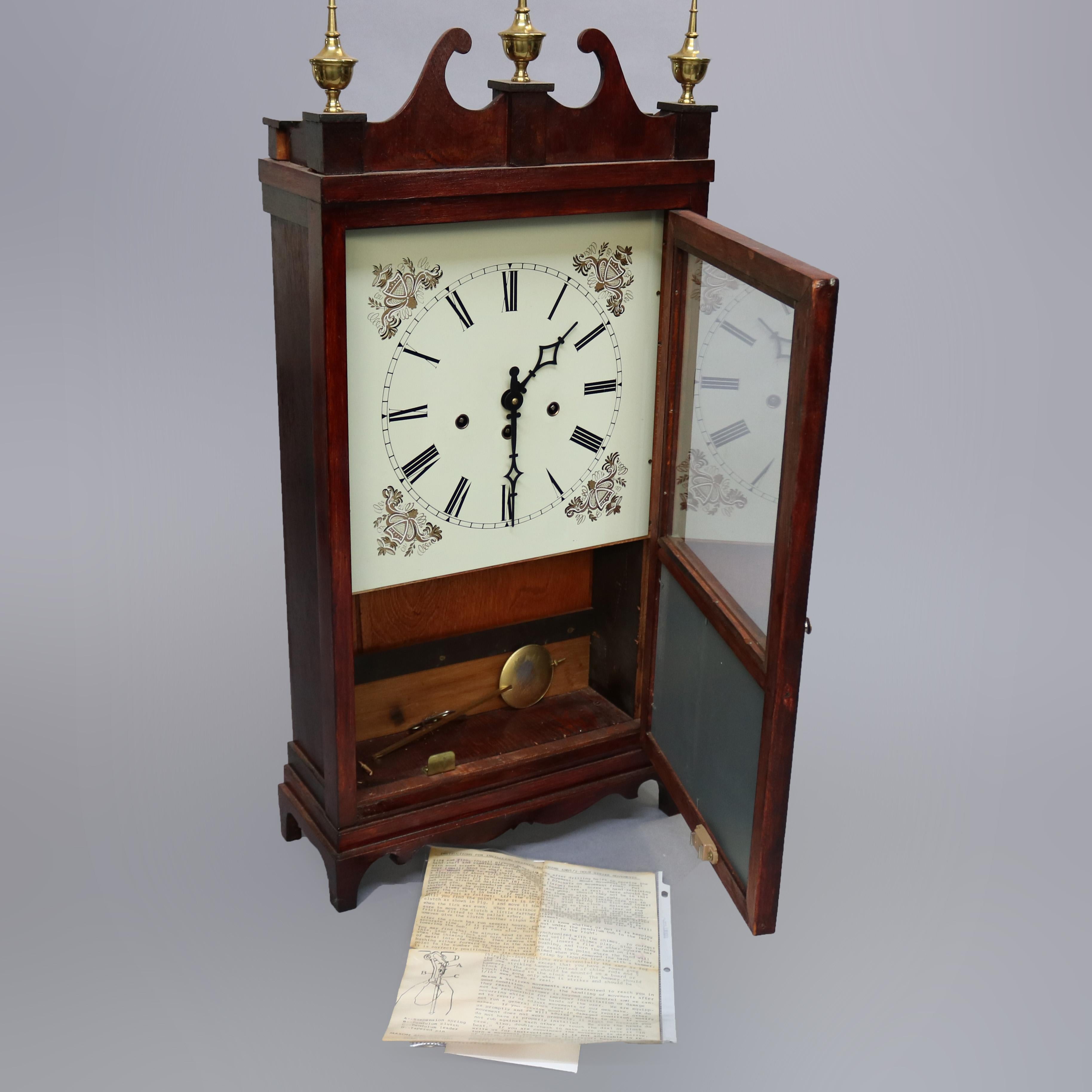 English Antique Eli Terry School Pillar & Scroll Mantel Clock, 20th Century