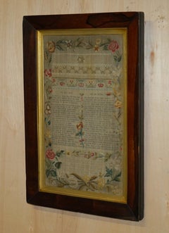 ANTiQUE ELIZABETH CLARK SIGNED 1787 WHEN SHE WAS 9 GEORGE II NEEDLEWORK SAMPLER
