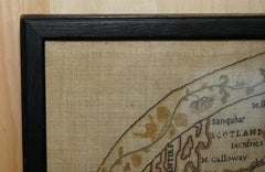 Antique Elizabeth Mason Signed 1789 George II Needlework Sampler Map of England