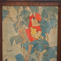 Antique Elizabeth Tyler Lithograph “Jack And The Beanstalk”, Framed, C1920
