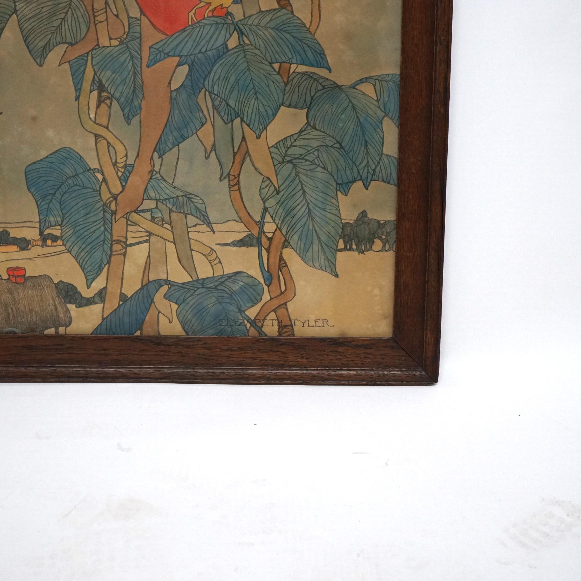 Antique Elizabeth Tyler Lithograph “Jack And The Beanstalk”, Framed, C1920 For Sale 2