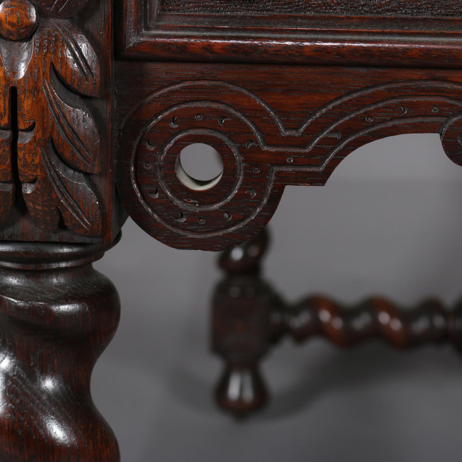 Antique Elizabethan Barley Twist and Foliate Carved Mahogany Partners' Desk 11