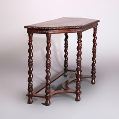 Antique Elizabethan Carved Mahogany Barley Twist and Acanthus Console Table