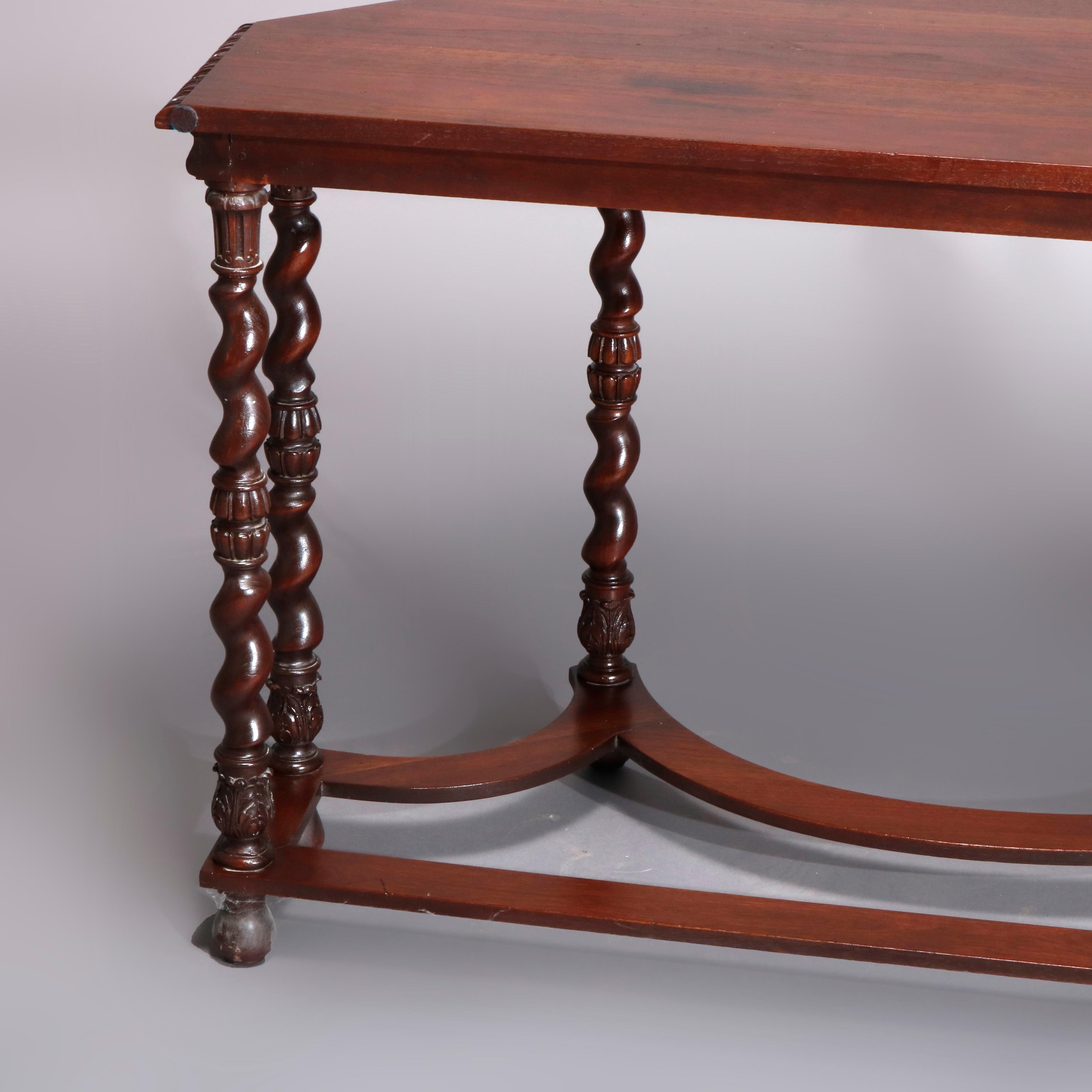 Antique Elizabethan Carved Mahogany Barley Twist and Acanthus Console Table 2