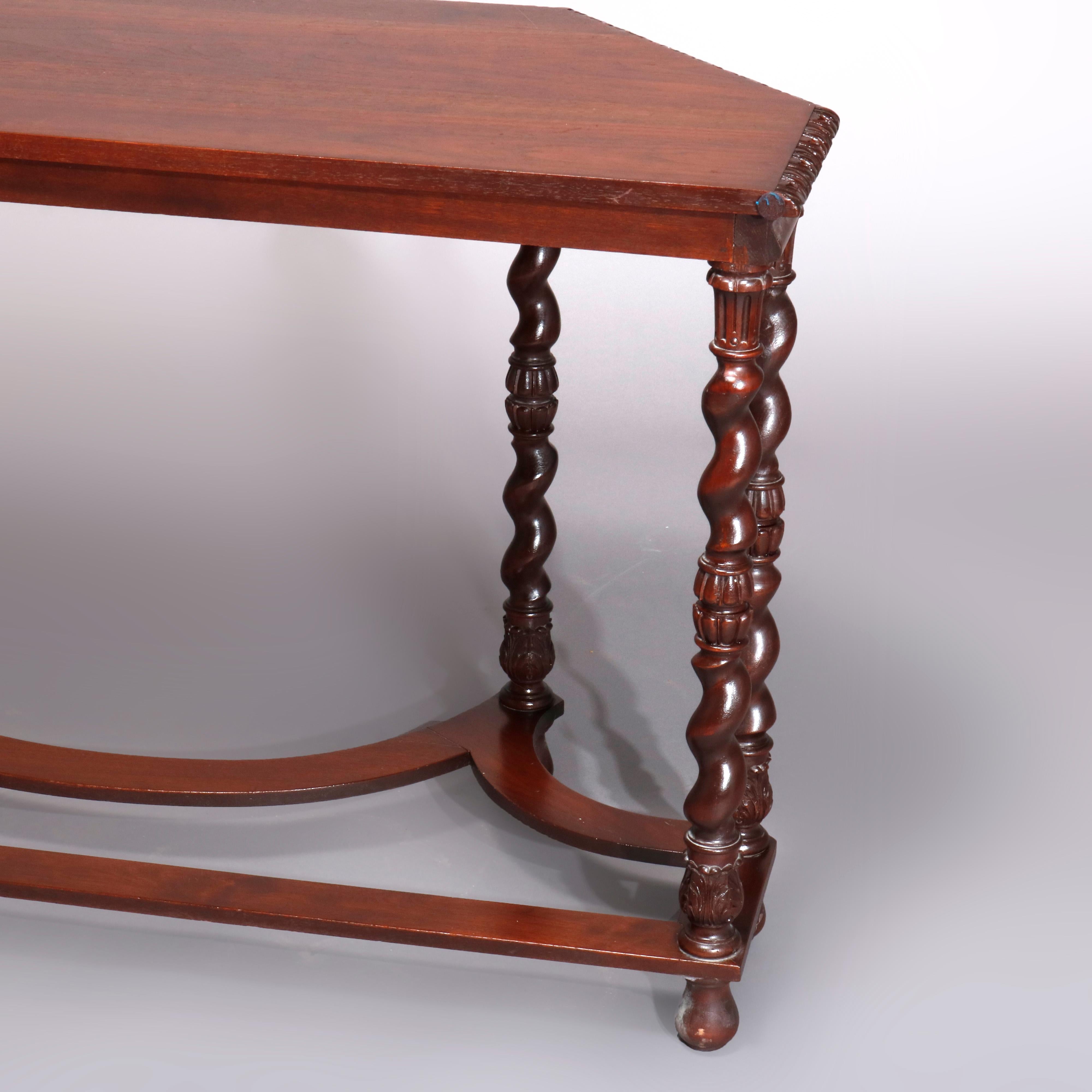 Antique Elizabethan Carved Mahogany Barley Twist and Acanthus Console Table 3
