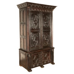 Antiker elisabethanischer Schrank/Schrank aus geschnitzter Eiche im Revival-Stil für Hausbesitzer, 1860
