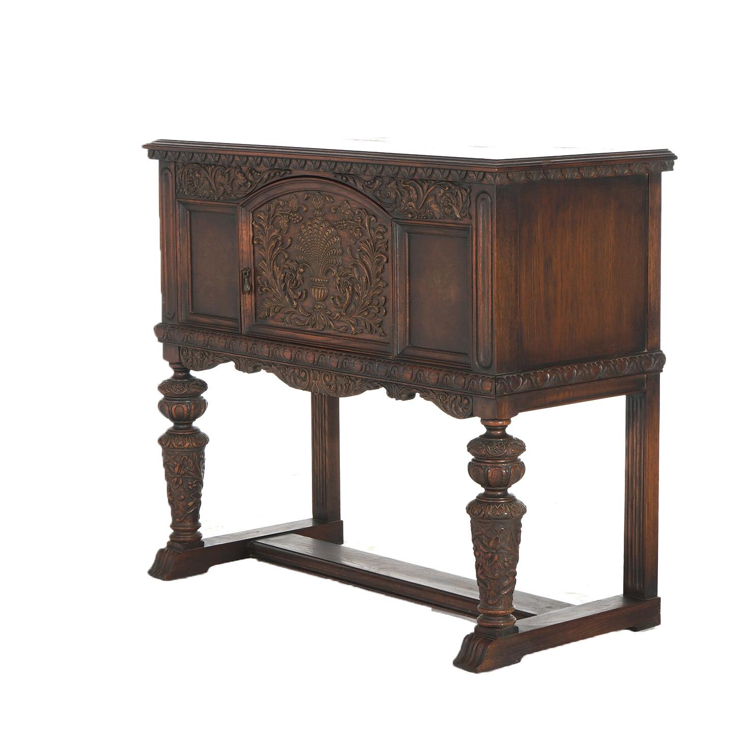 Antique Elizabethan into Jacobean Foliate & Palmette Carved Oak Sideboard C1900 For Sale 9