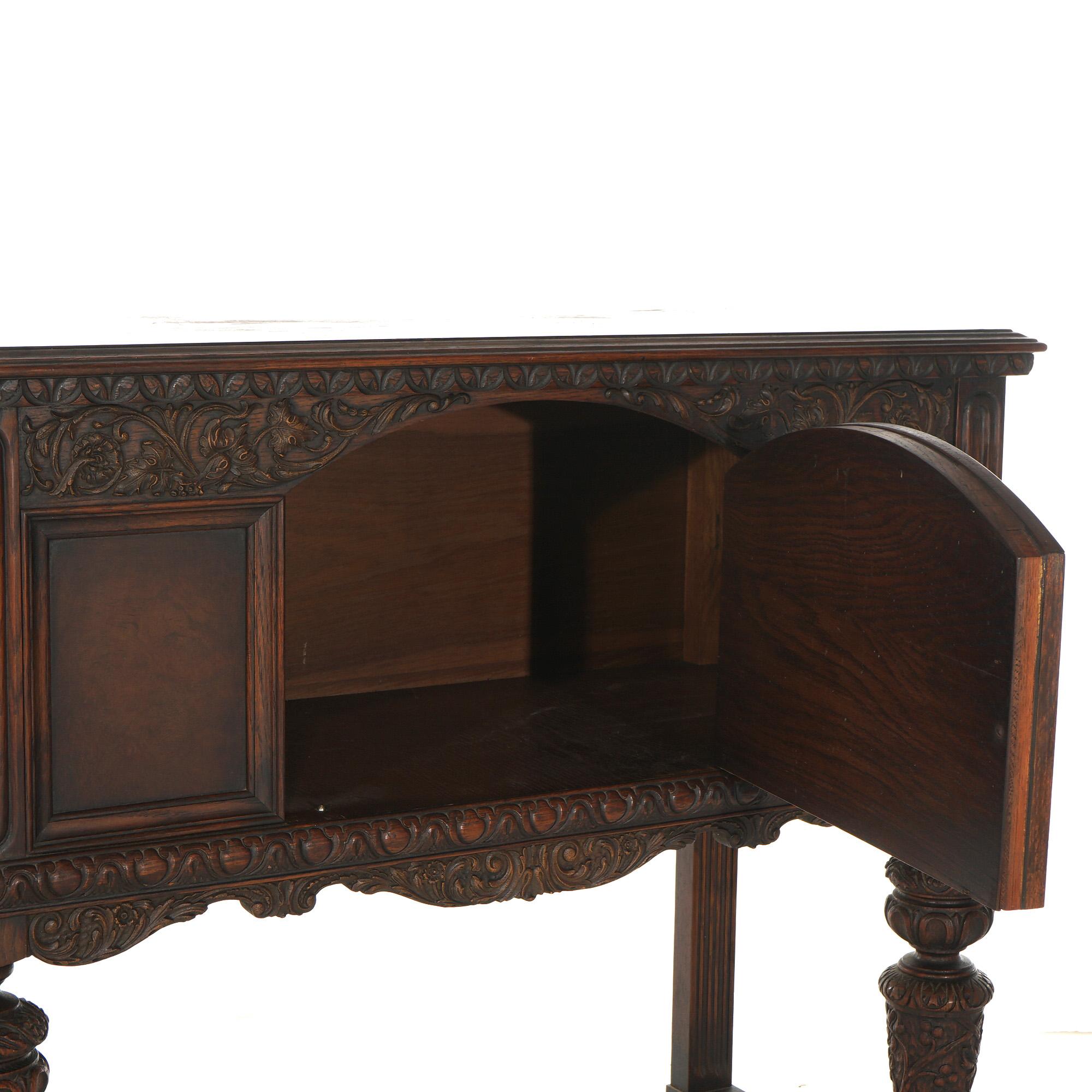 Antique Elizabethan into Jacobean Foliate & Palmette Carved Oak Sideboard C1900 For Sale 3