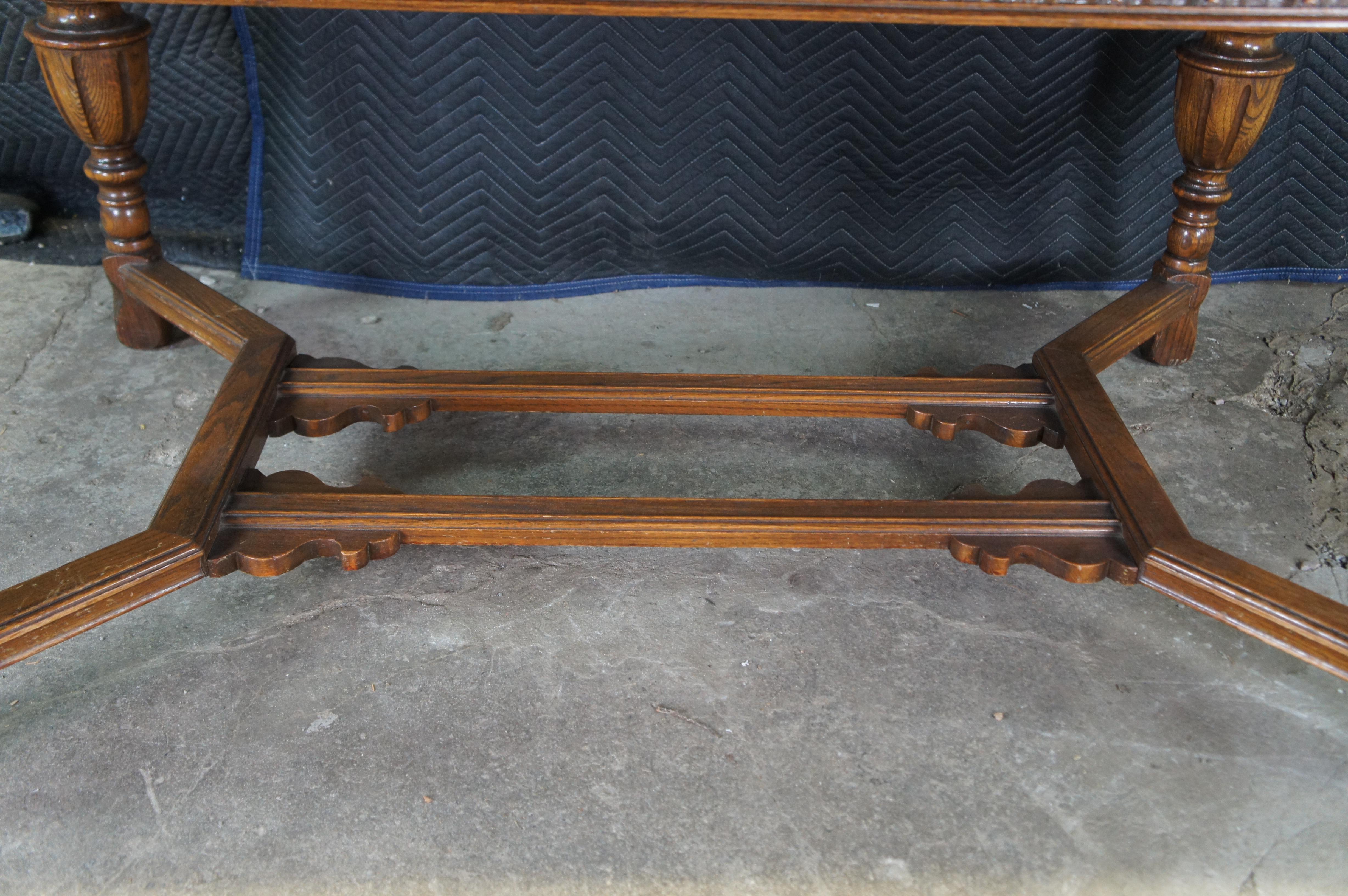 Antique Elizabethan Jacobean Carved Oak Draw Leaf Refectory Dining Table 3