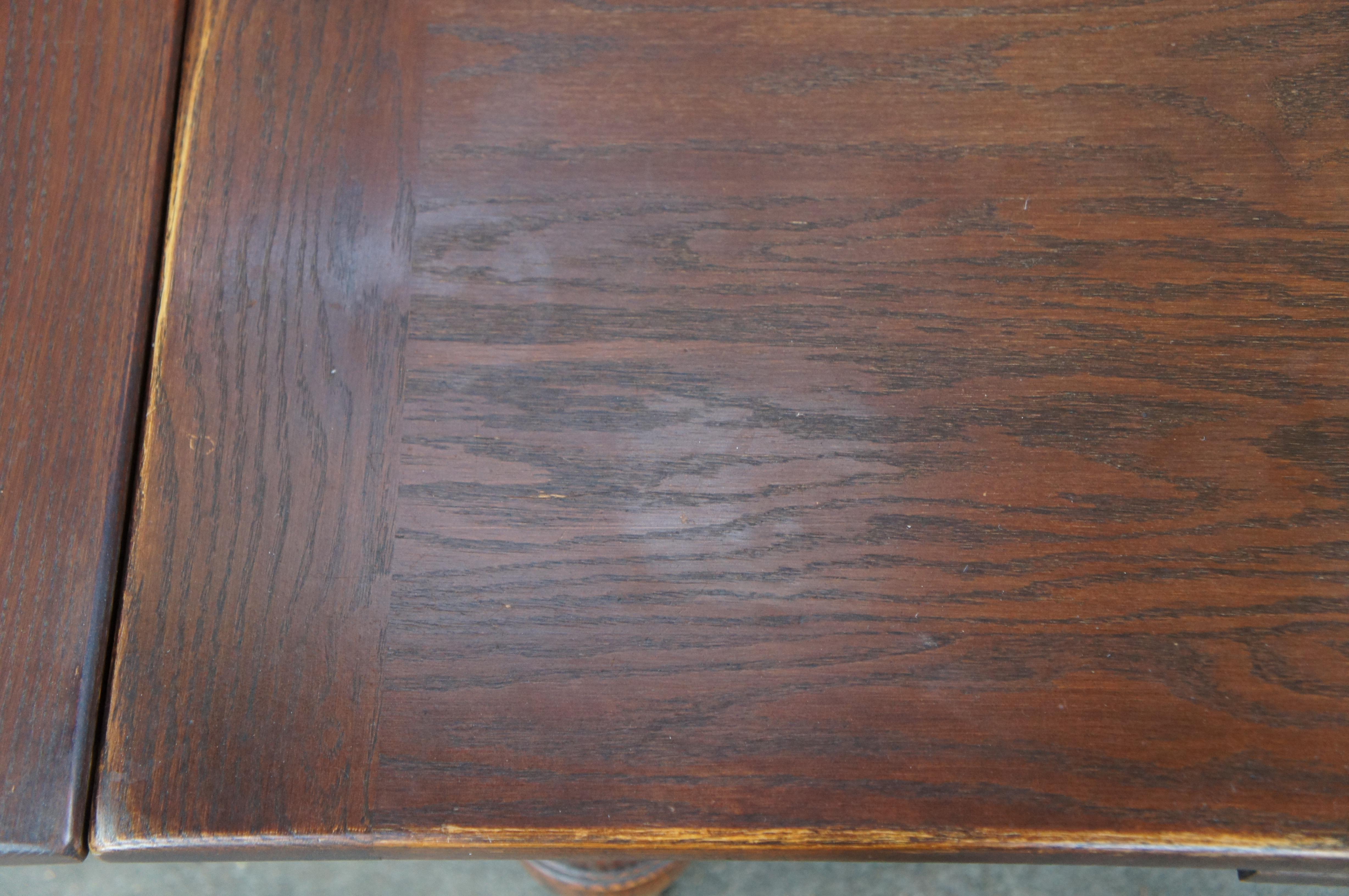 Antique Elizabethan Jacobean Revival Oak Draw Leaf Refectory Dining Table 86