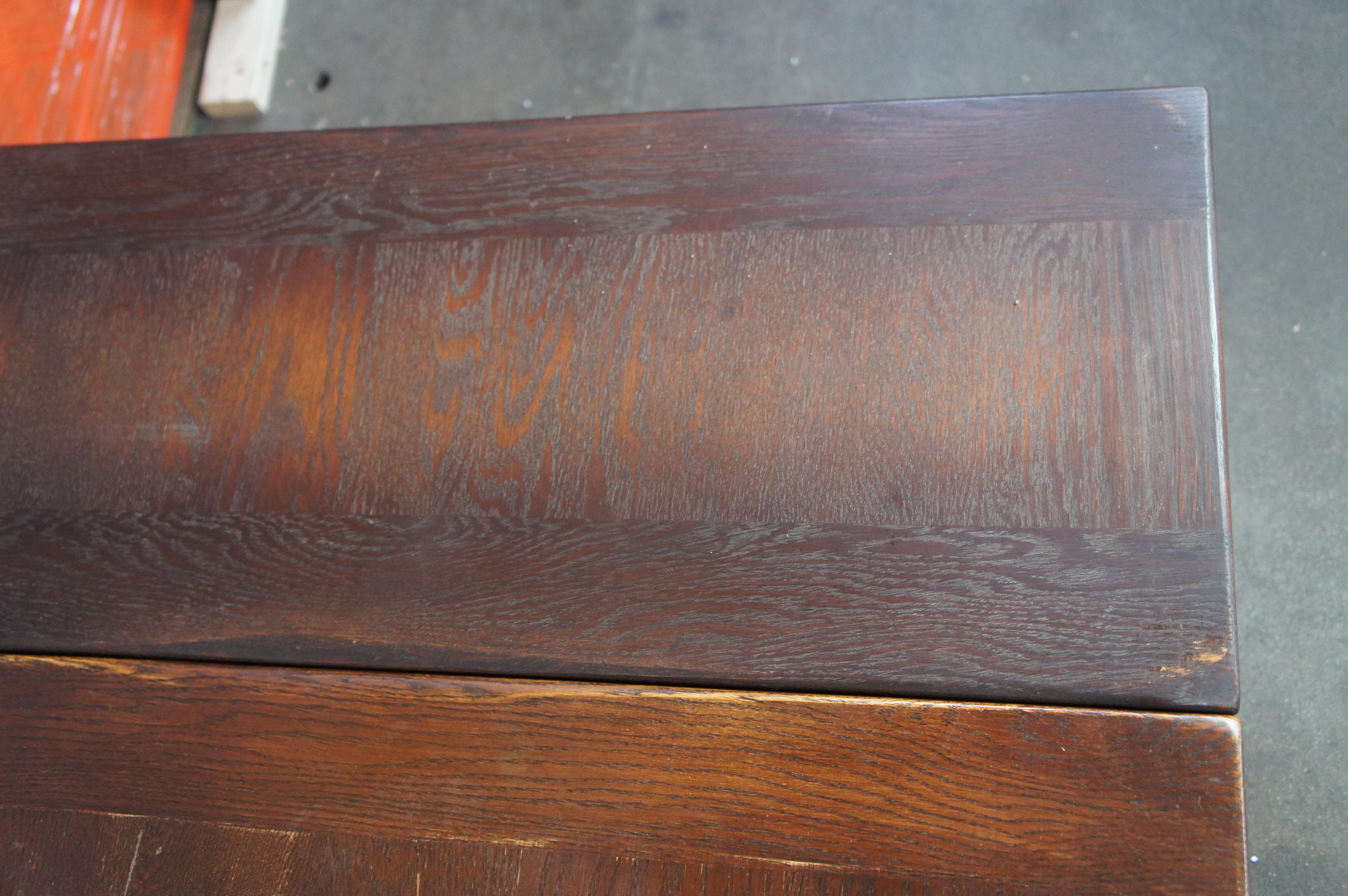 Antique Elizabethan Jacobean Revival Oak Draw Leaf Refectory Dining Table 86
