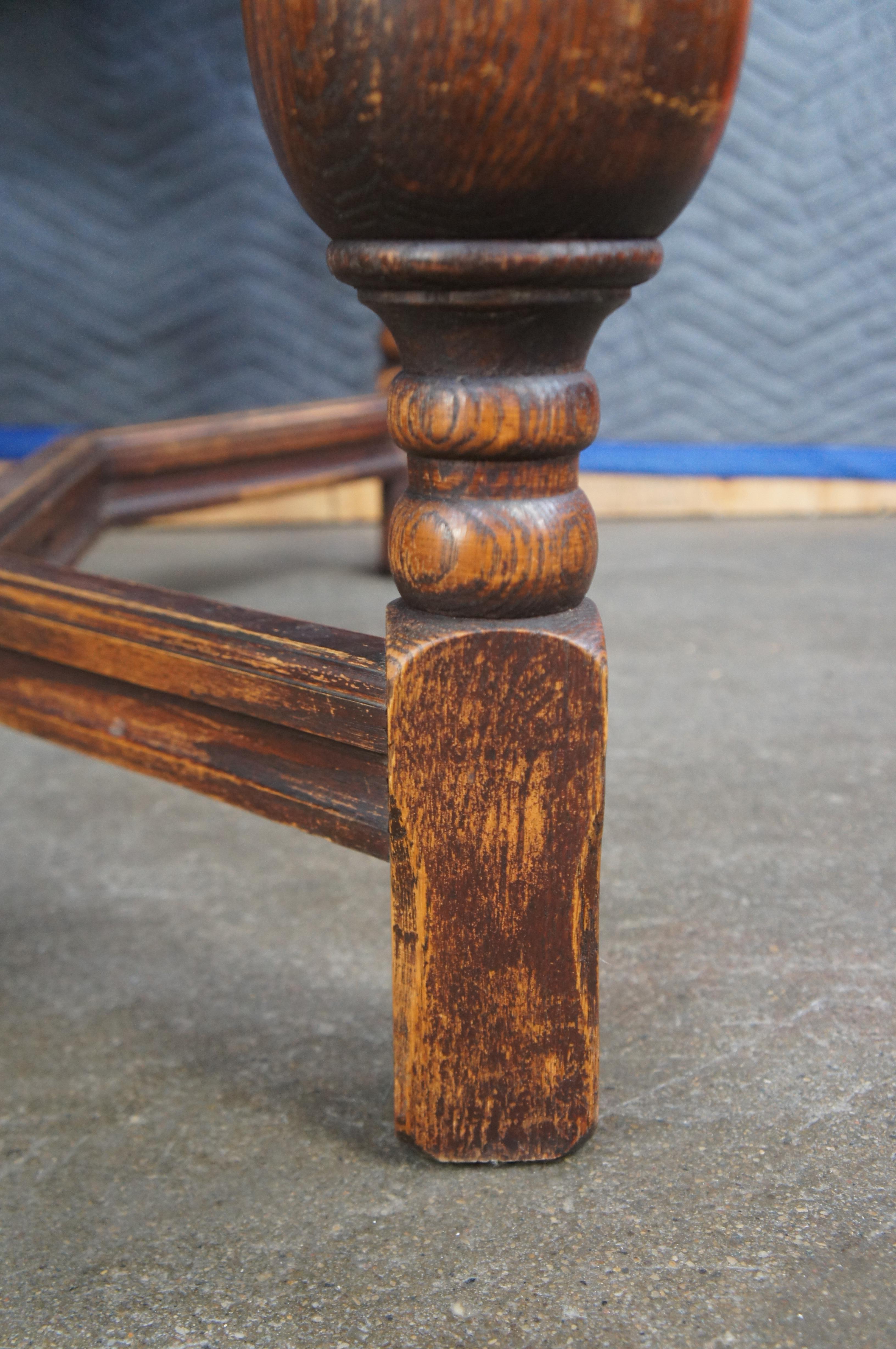 Antique Elizabethan Jacobean Revival Oak Draw Leaf Refectory Dining Table 86