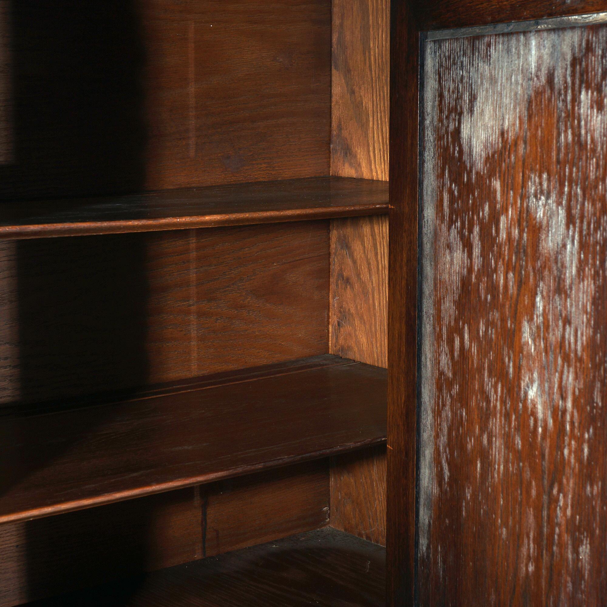 Antique Elizabethan Jacobean Style Carved Oak Blind Door Credenza C1900 5